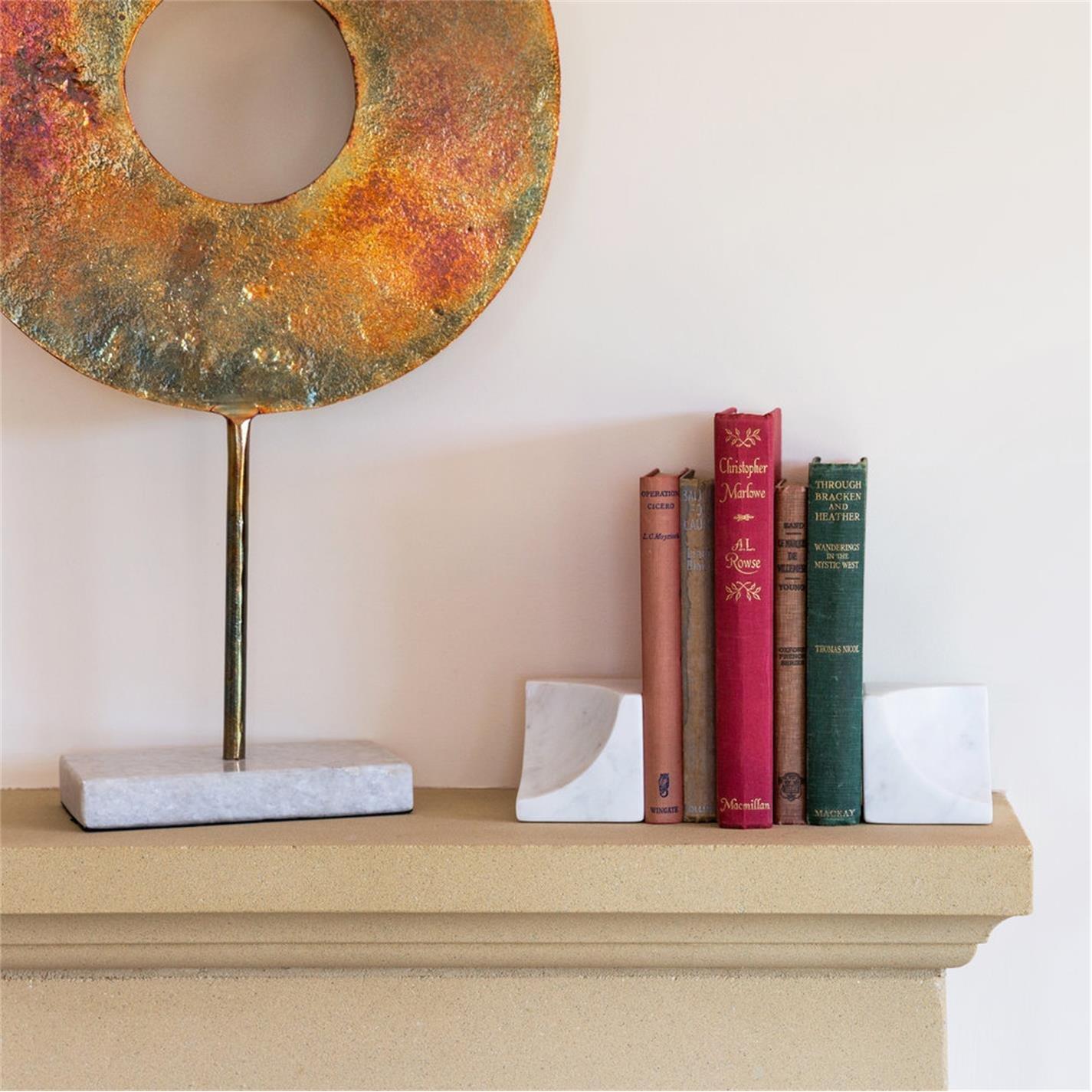 White - Luxe - Carved Marble Bookends - Set of 2 - 2