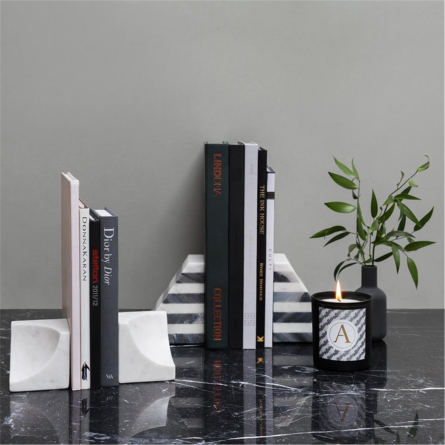 White - Luxe - Carved Marble Bookends - Set of 2 - 3