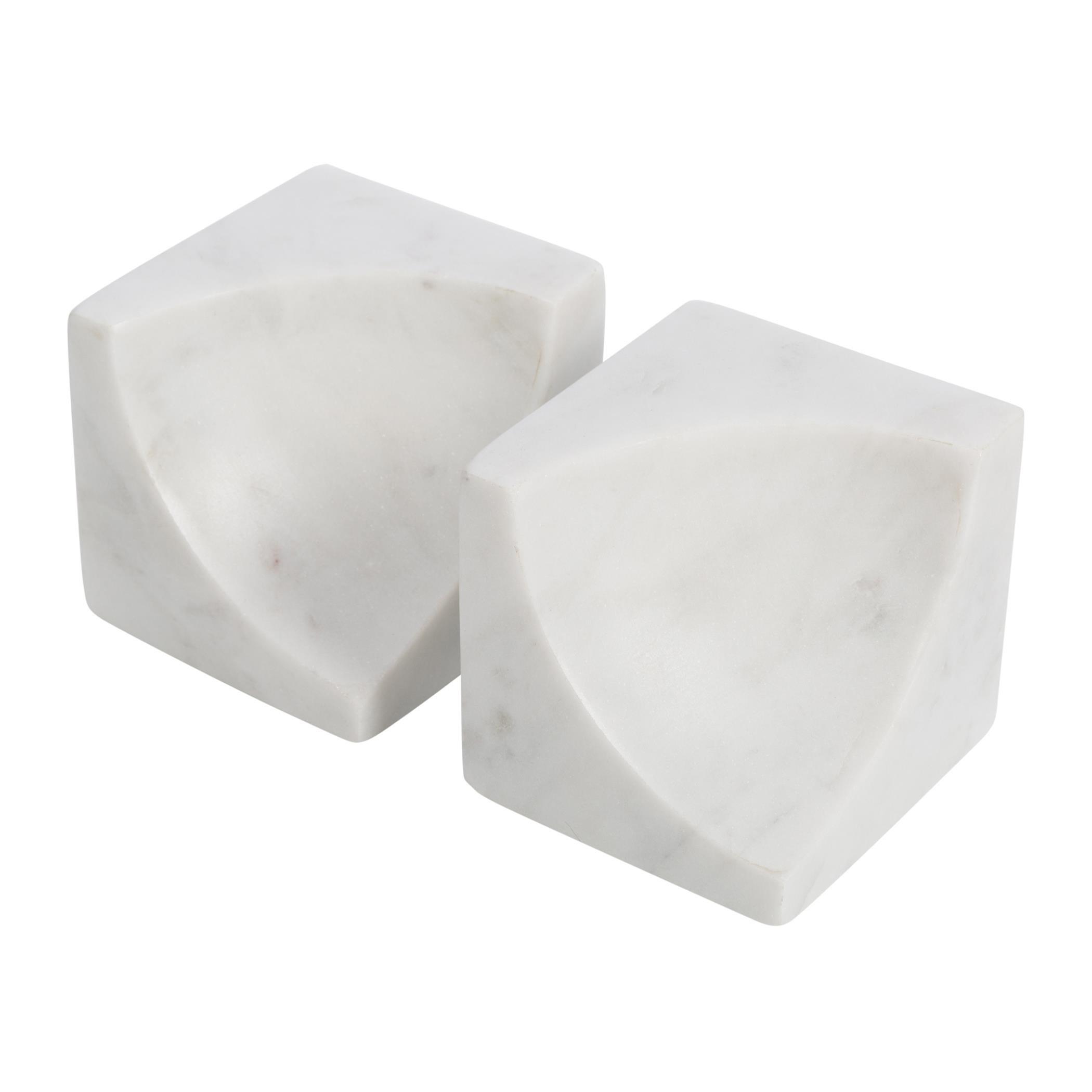 White - Luxe - Carved Marble Bookends - Set of 2 - 5