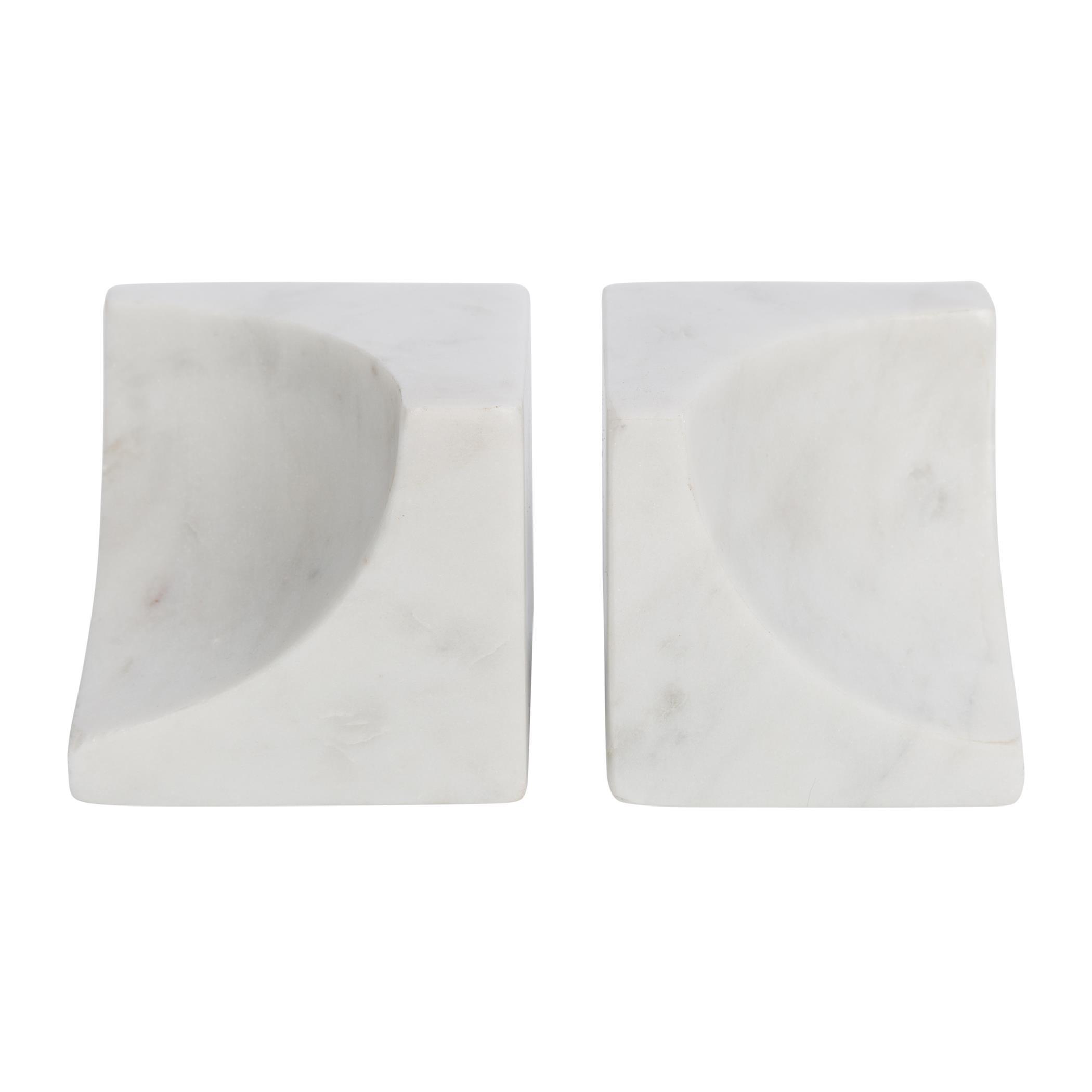 White - Luxe - Carved Marble Bookends - Set of 2 - 6