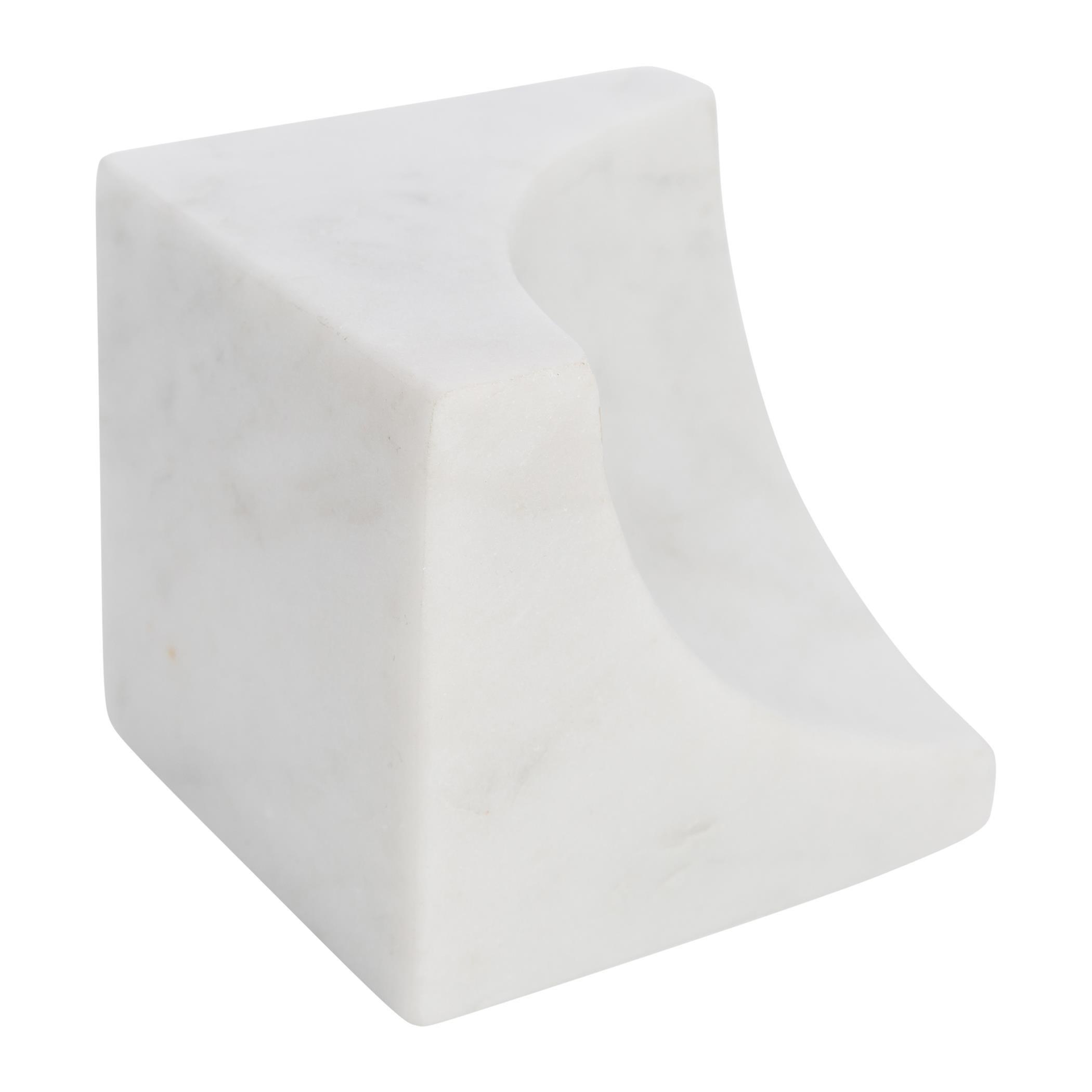White - Luxe - Carved Marble Bookends - Set of 2 - 7