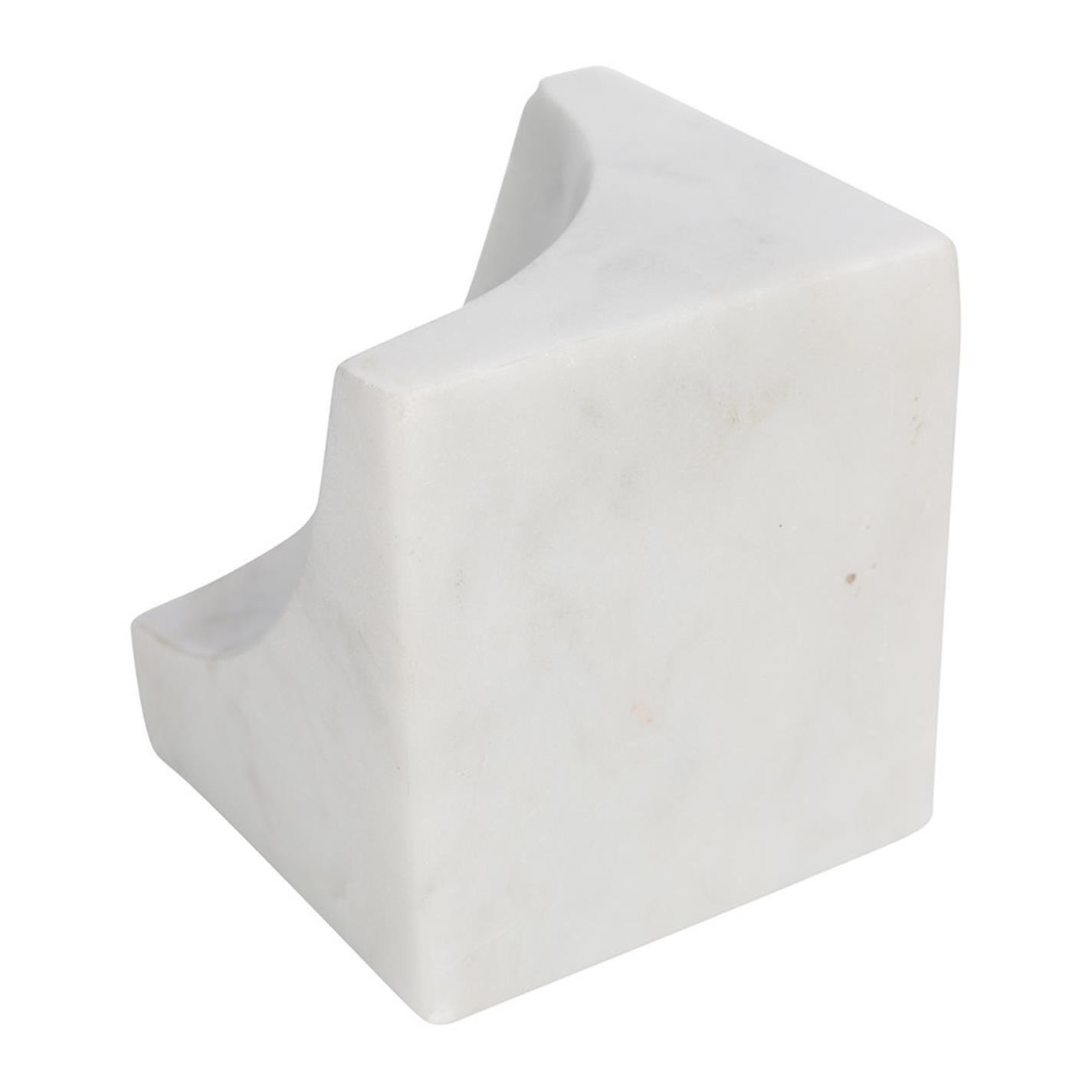 White - Luxe - Carved Marble Bookends - Set of 2 - 8