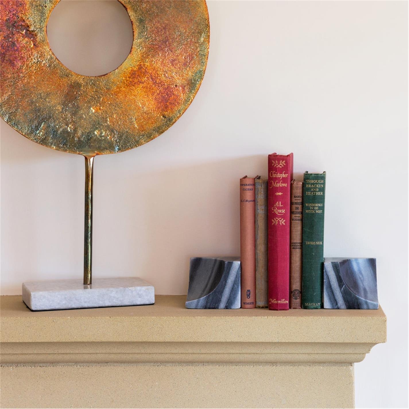 Black - Luxe - Carved Marble Bookends - Set of 2 - 2