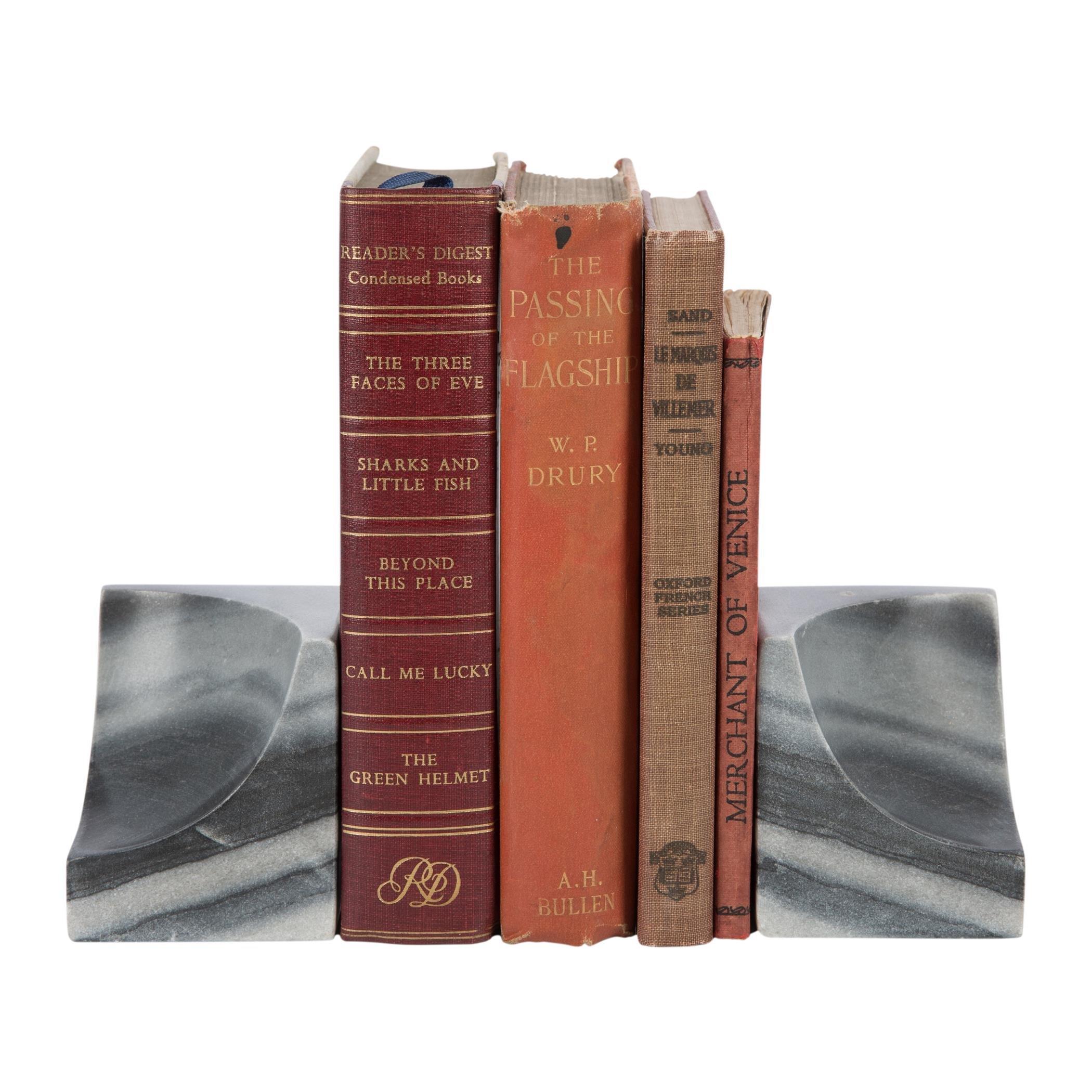 Black - Luxe - Carved Marble Bookends - Set of 2 - 4