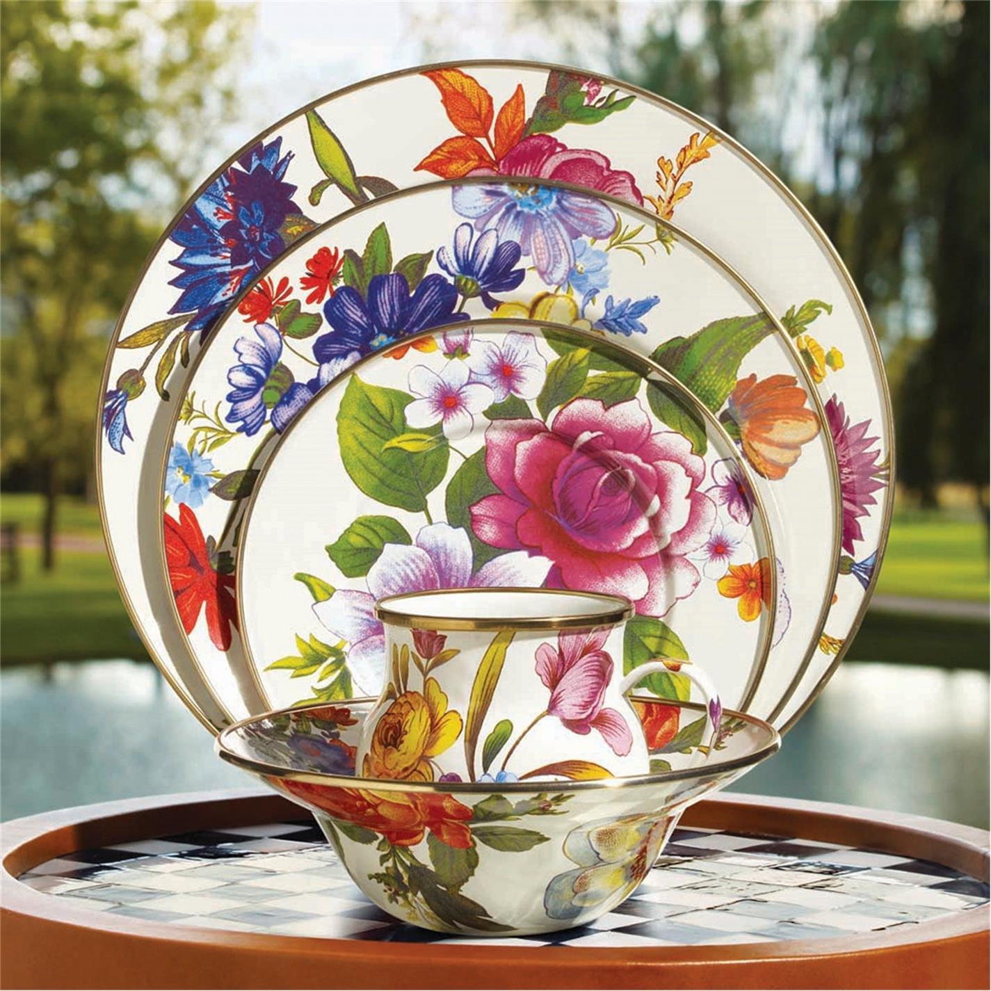 White - MacKenzie-Childs - Flower Market Enamel Mug - 5