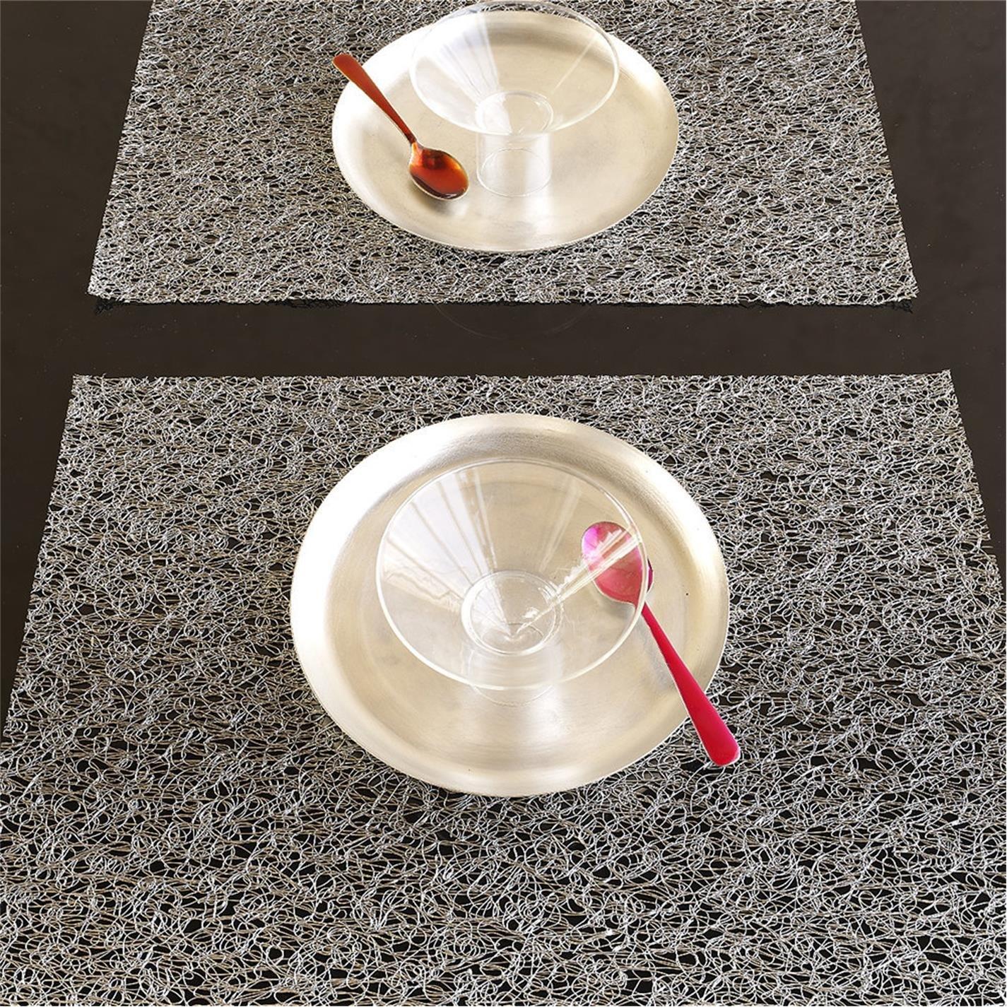 Silver - Chilewich - Metallic Lace Rectangle Placemat - 2