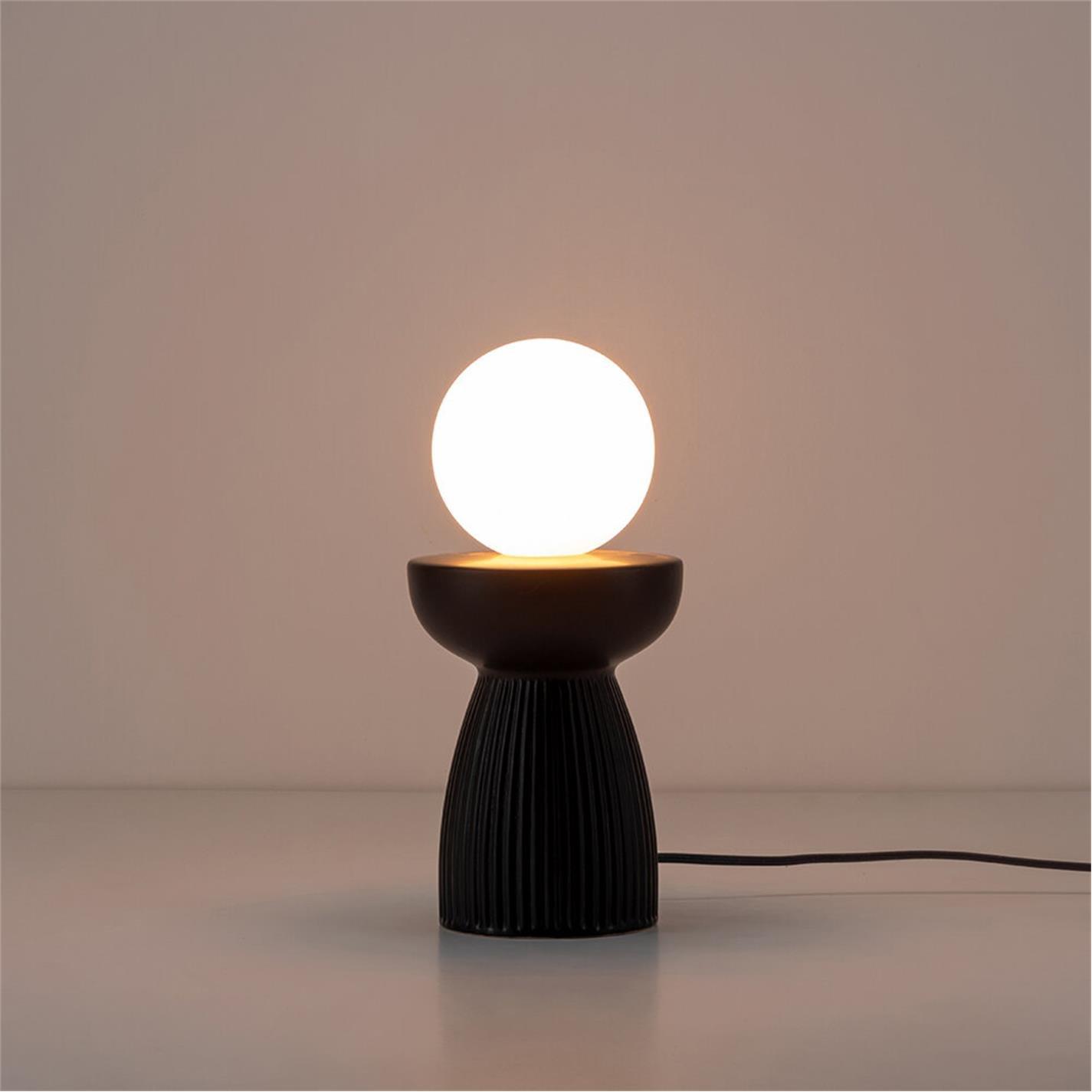 Charcoal Grey - houseof - Ribbed Ceramic Table Lamp - 3