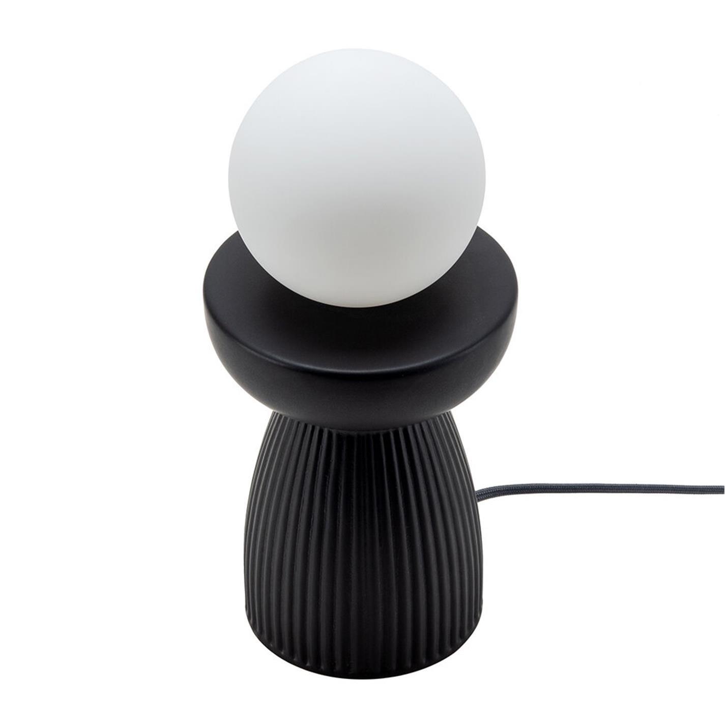 Charcoal Grey - houseof - Ribbed Ceramic Table Lamp - 4