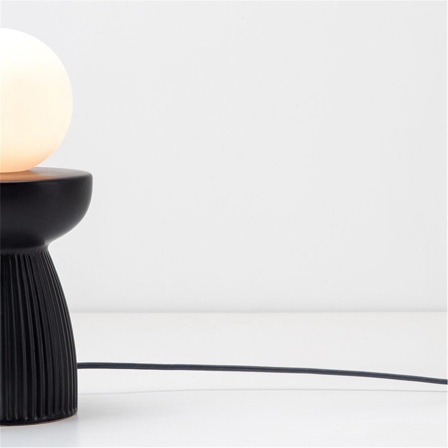 Charcoal Grey - houseof - Ribbed Ceramic Table Lamp - 6