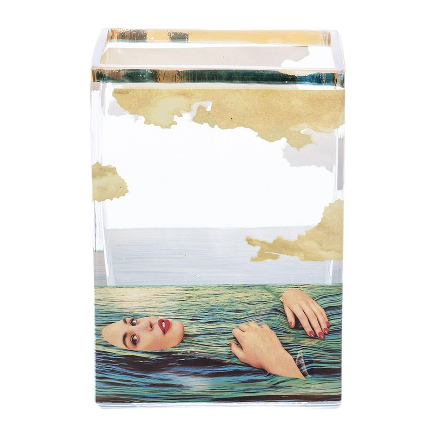 Seletti Wears Toiletpaper  Selettiwearstoiletpaper Toiletpaper Square Glass Vase - Sea Girl - Sea Girl Small - Small