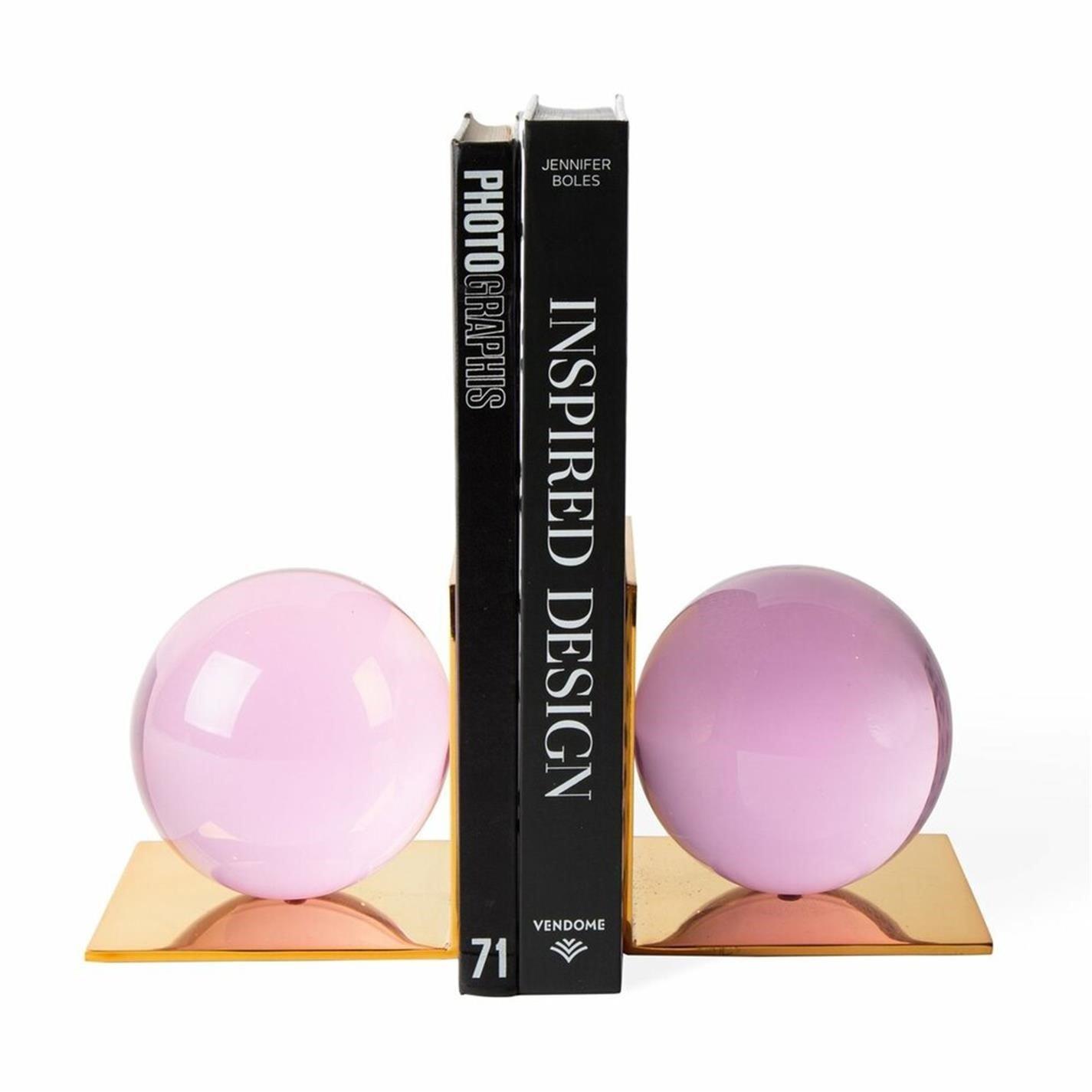 Jonathan Adler  Jonathanadler Globo Bookend  Of 2 - Gold/Pink  of 2