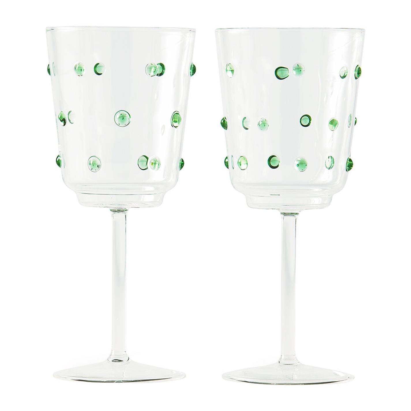 Pols Potten PolsPotten Nob Wine Glass - Set of 2 - Olive Green - Size Set of 2