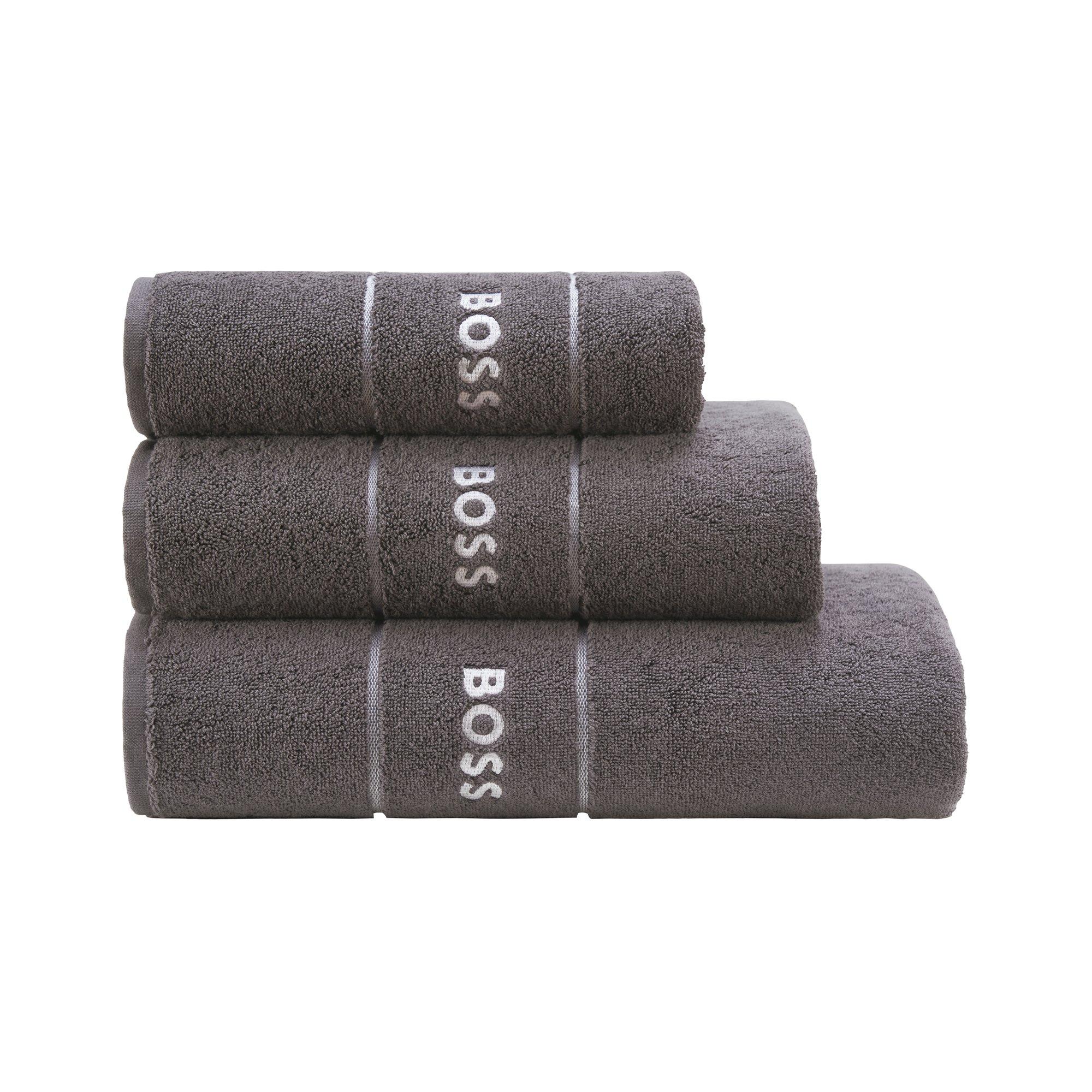 Serviette De Bain BOSS B Linea - 500 G/m², 100% Coton, Finition Liteau Tricolore, Vendue à L'unité, Coloris Beige