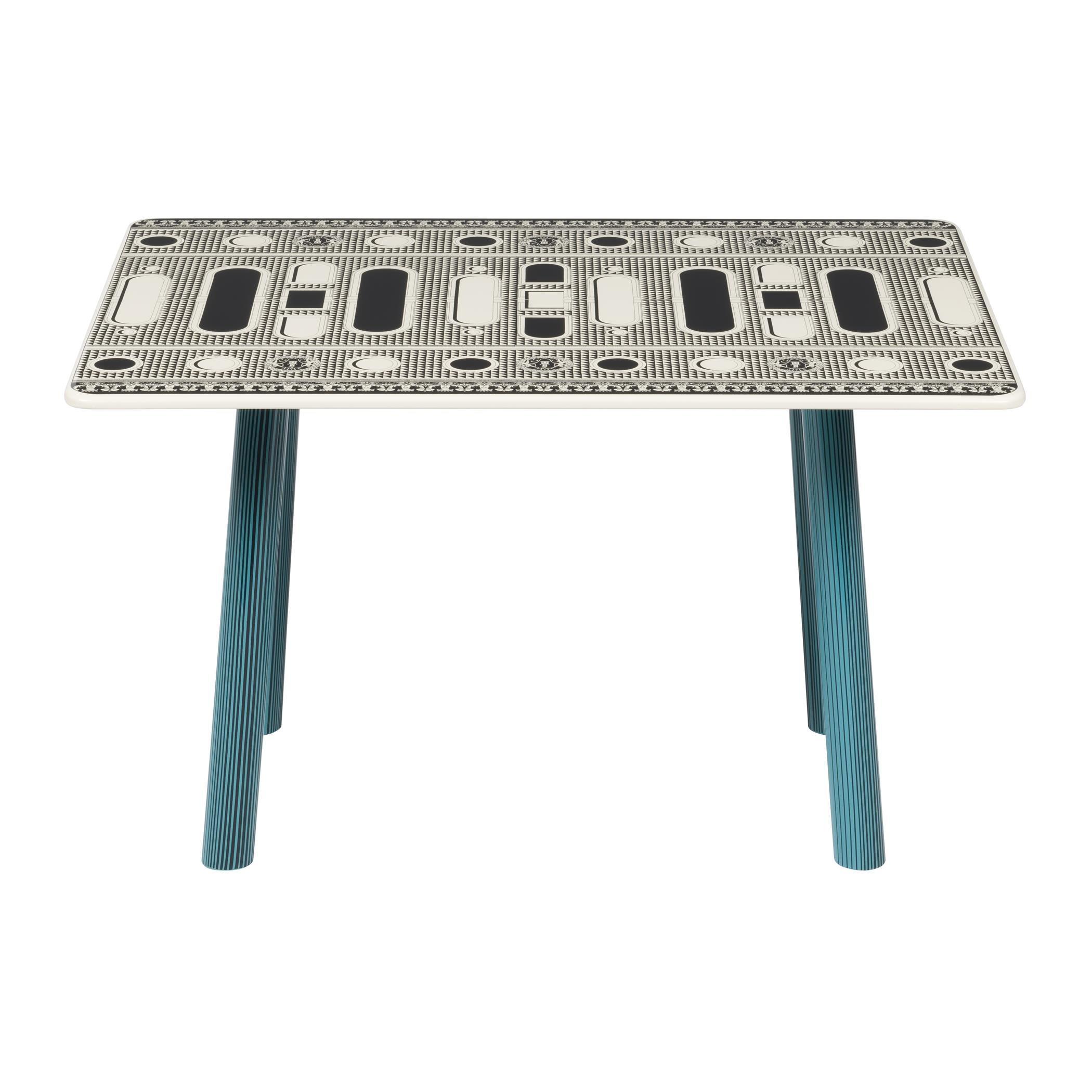Black and White - Fornasetti - Facciata Quattrocentesca Table - Black/Ivory/Teal - 1