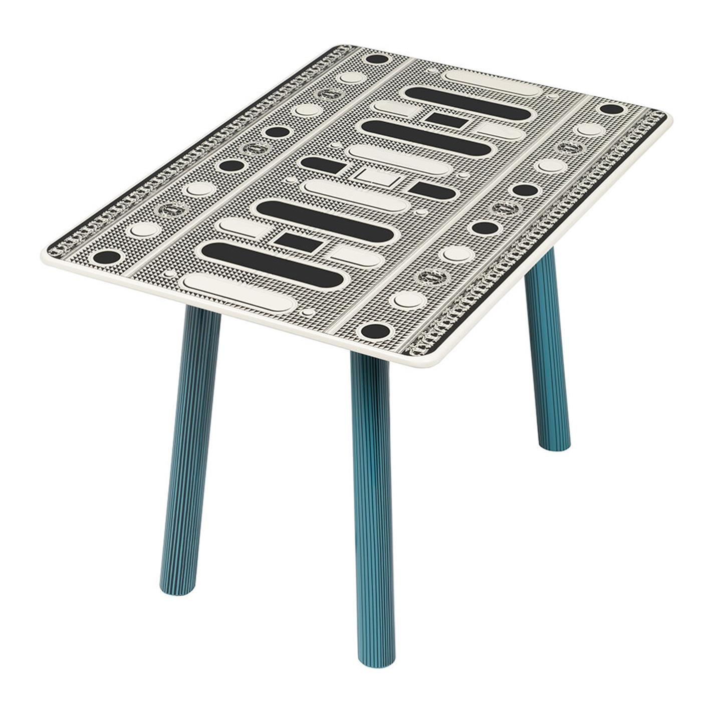 Black and White - Fornasetti - Facciata Quattrocentesca Table - Black/Ivory/Teal - 3