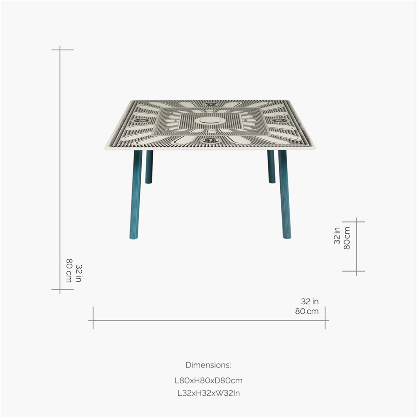 Black and White - Fornasetti - Facciata Quattrocentesca Table - Black/Ivory/Teal - 4