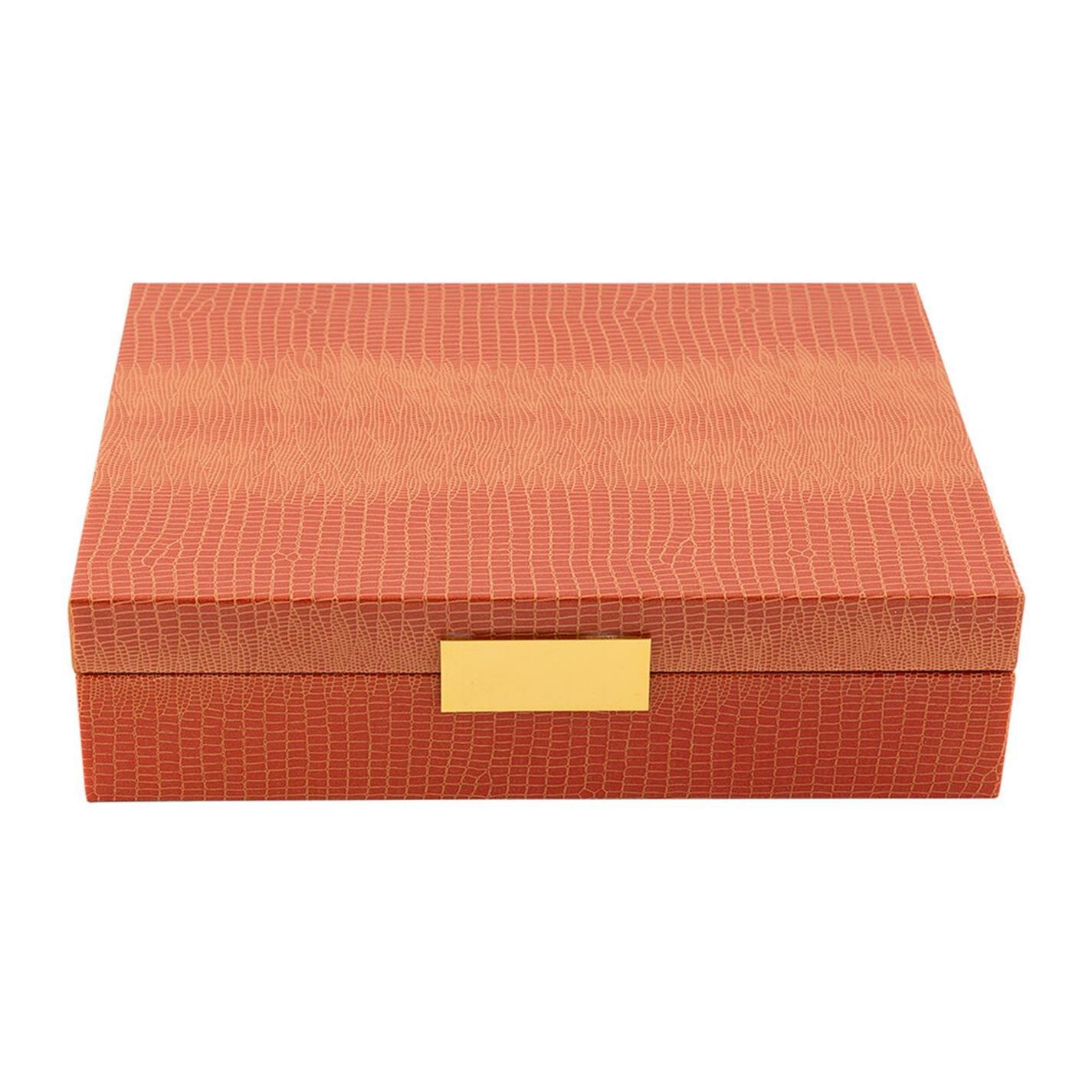Orange - Addison Ross - AddisonRoss Croc Box with Metal Clasp - 20x28cm - 1