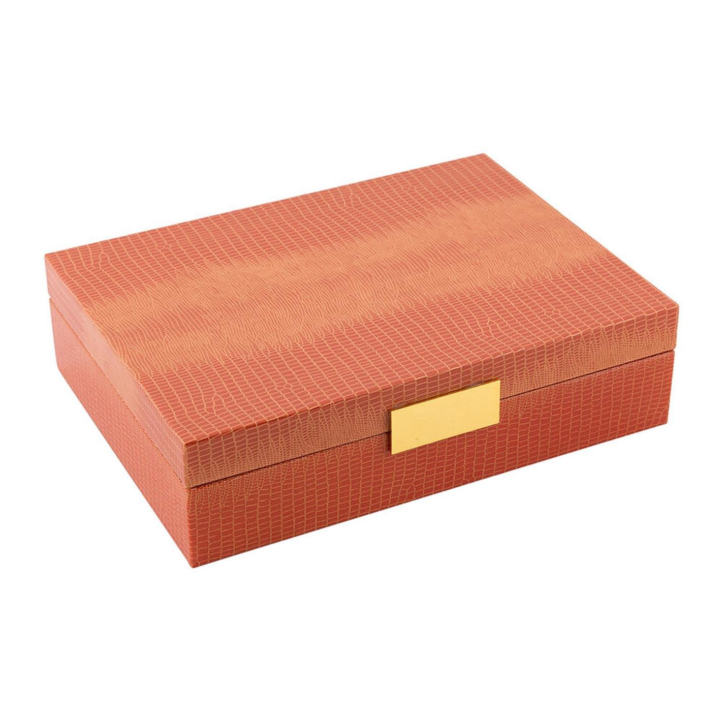 Orange - Addison Ross - AddisonRoss Croc Box with Metal Clasp - 20x28cm - 3
