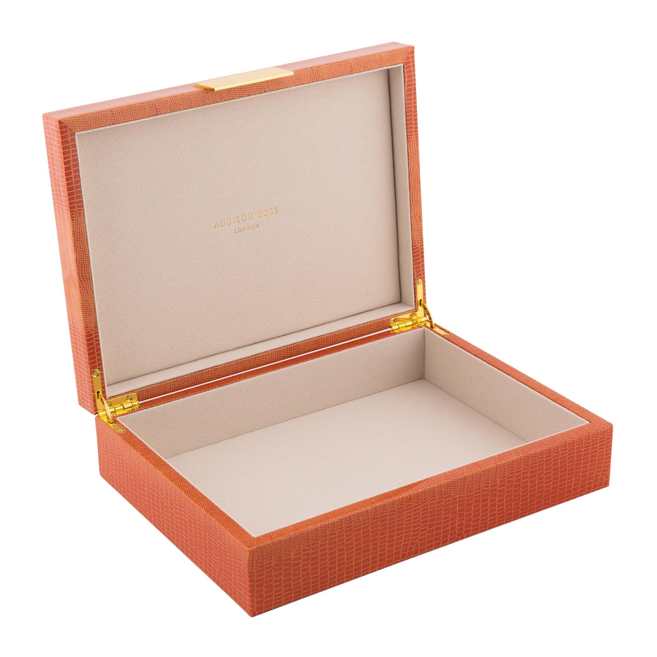 Orange - Addison Ross - AddisonRoss Croc Box with Metal Clasp - 20x28cm - 4