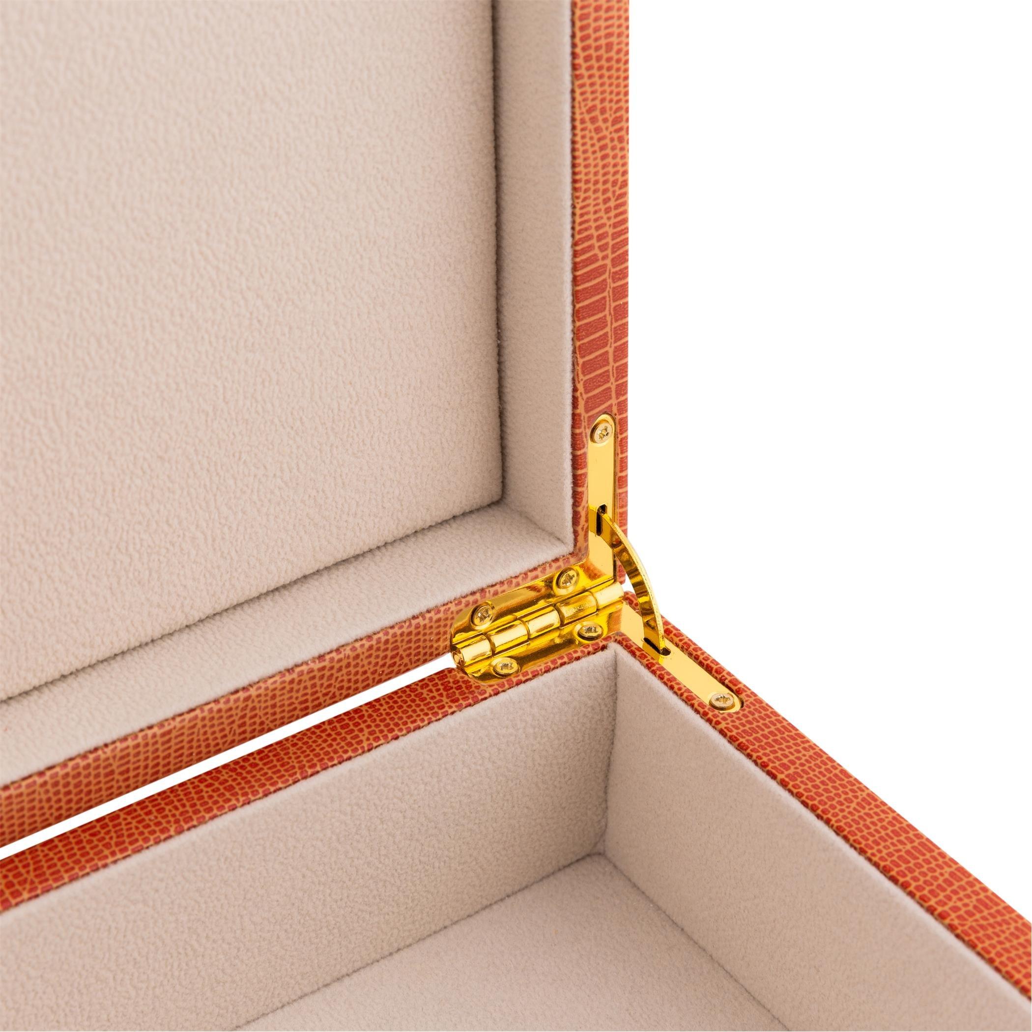 Orange - Addison Ross - AddisonRoss Croc Box with Metal Clasp - 20x28cm - 6