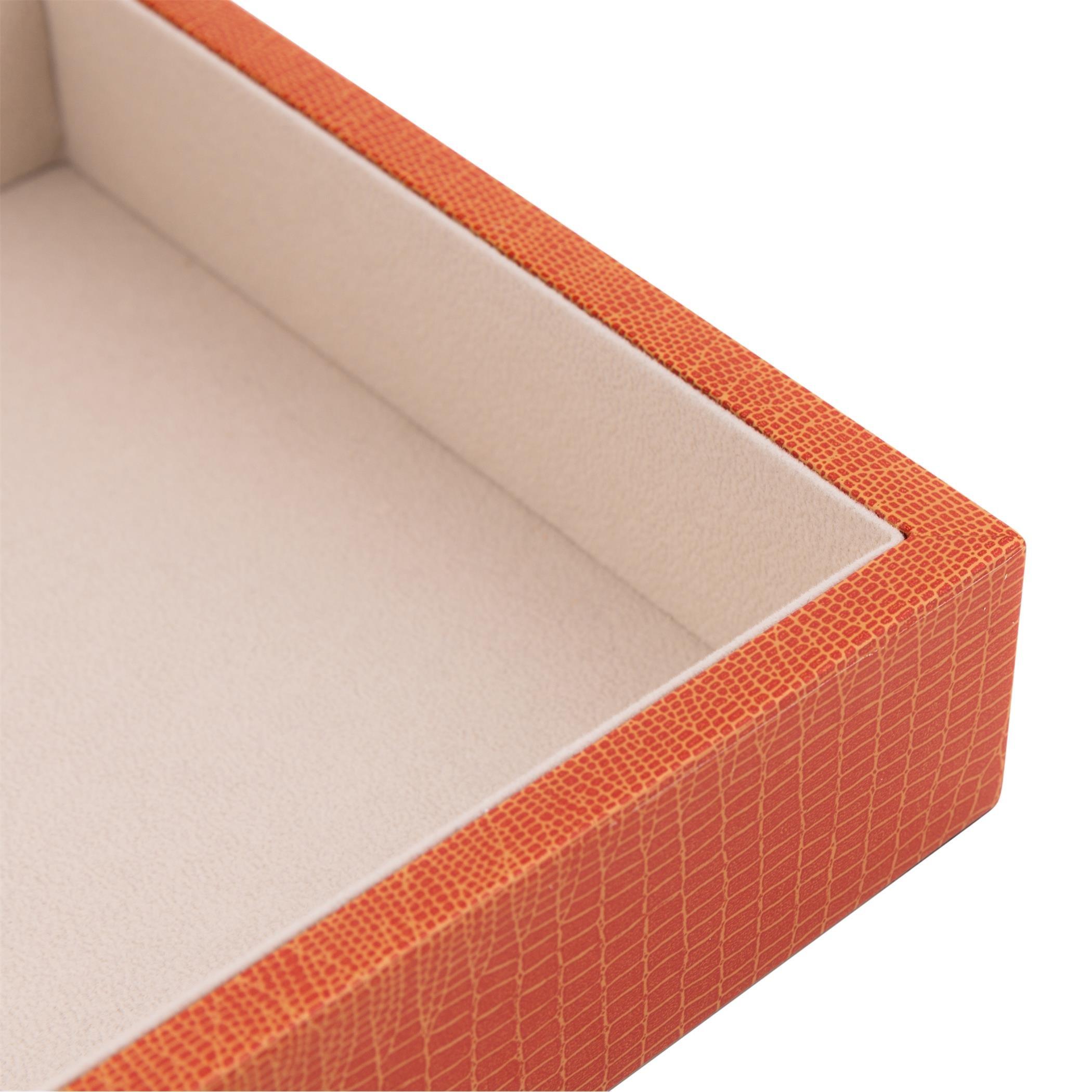 Orange - Addison Ross - AddisonRoss Croc Box with Metal Clasp - 20x28cm - 7