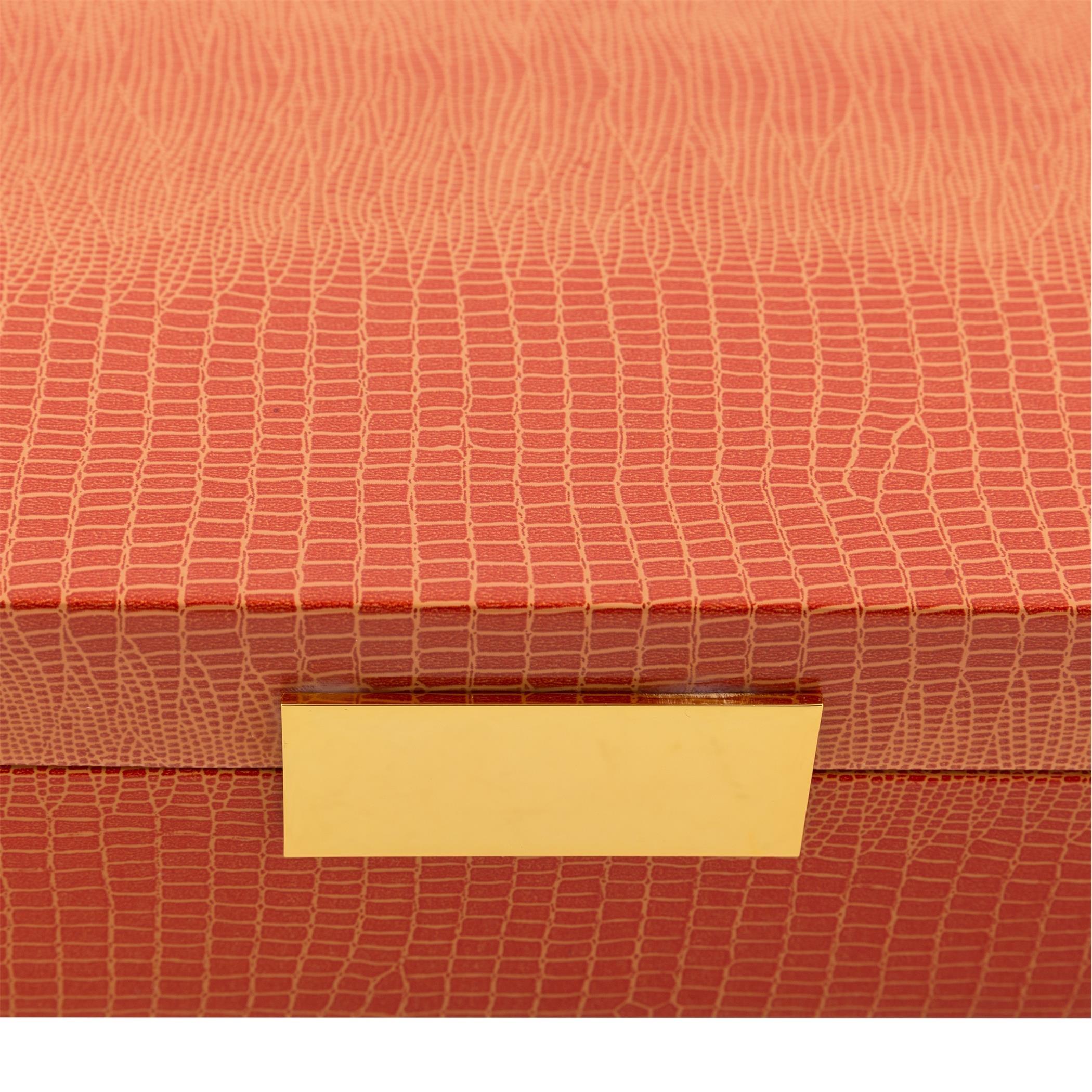 Orange - Addison Ross - AddisonRoss Croc Box with Metal Clasp - 20x28cm - 8