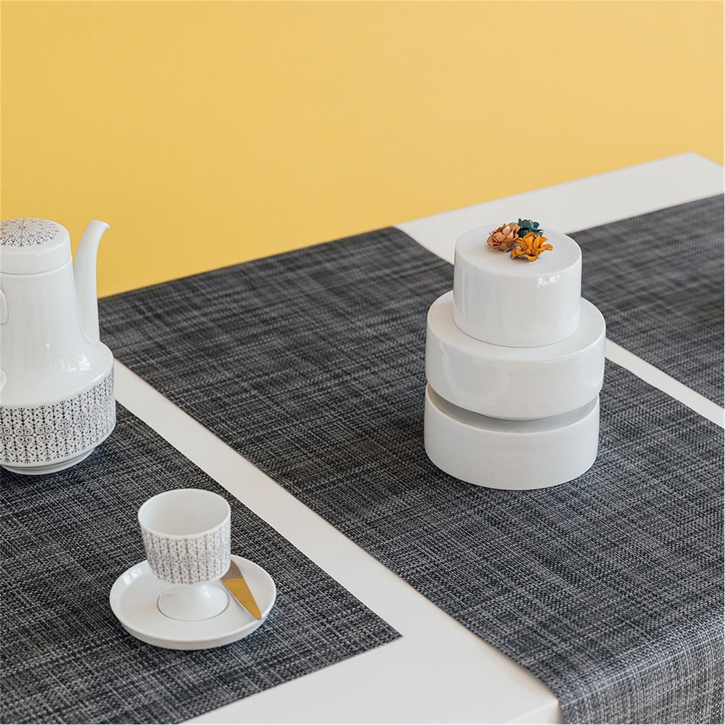 Grey - Chilewich - Mini Basketweave Woven Table Runner - 3