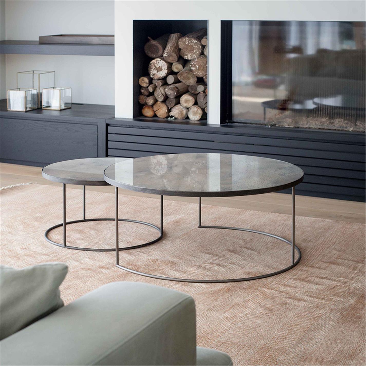 Clear - Ethnicraft - Heavy Aged Mirror Coffee Table Set - Round - 2