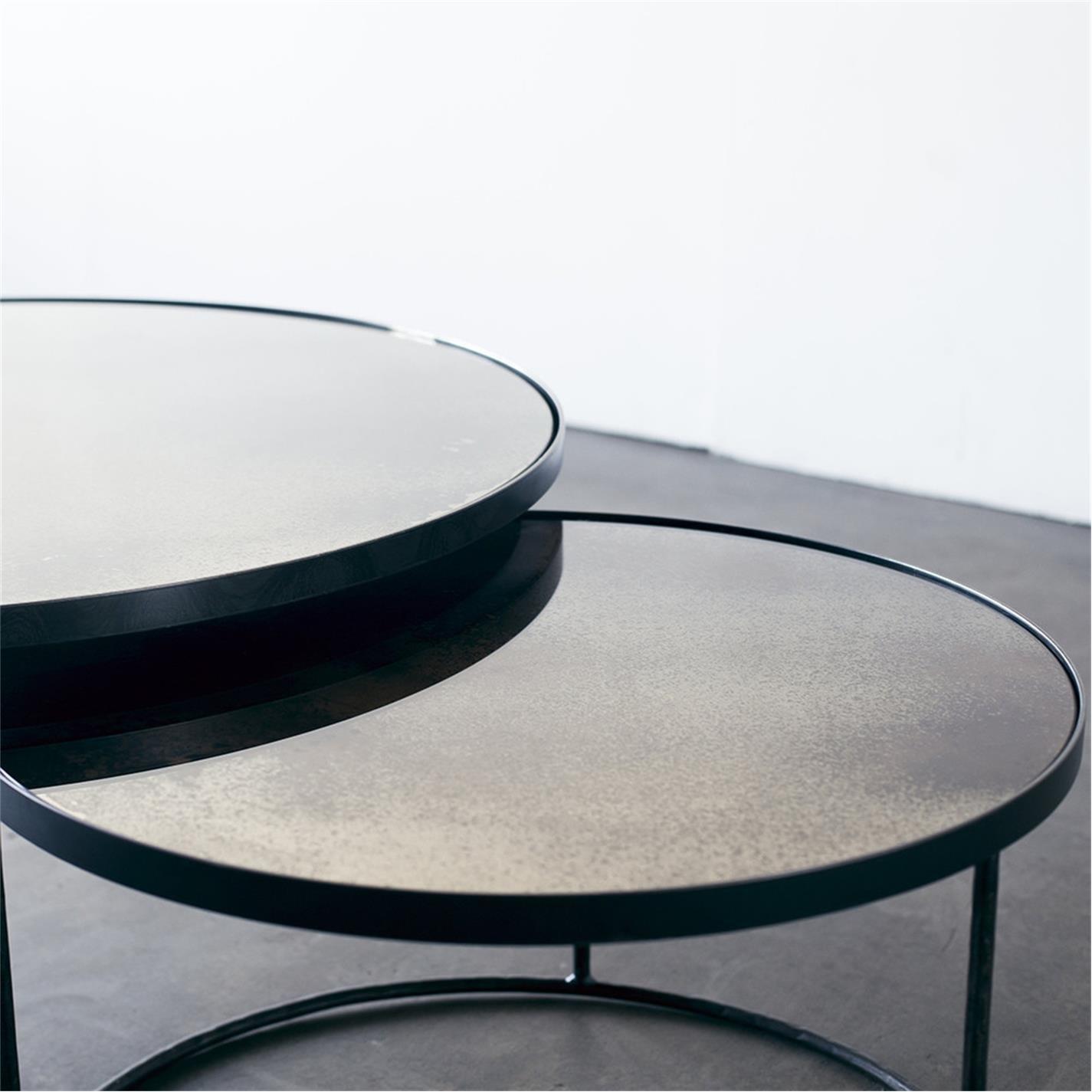 Clear - Ethnicraft - Heavy Aged Mirror Coffee Table Set - Round - 3