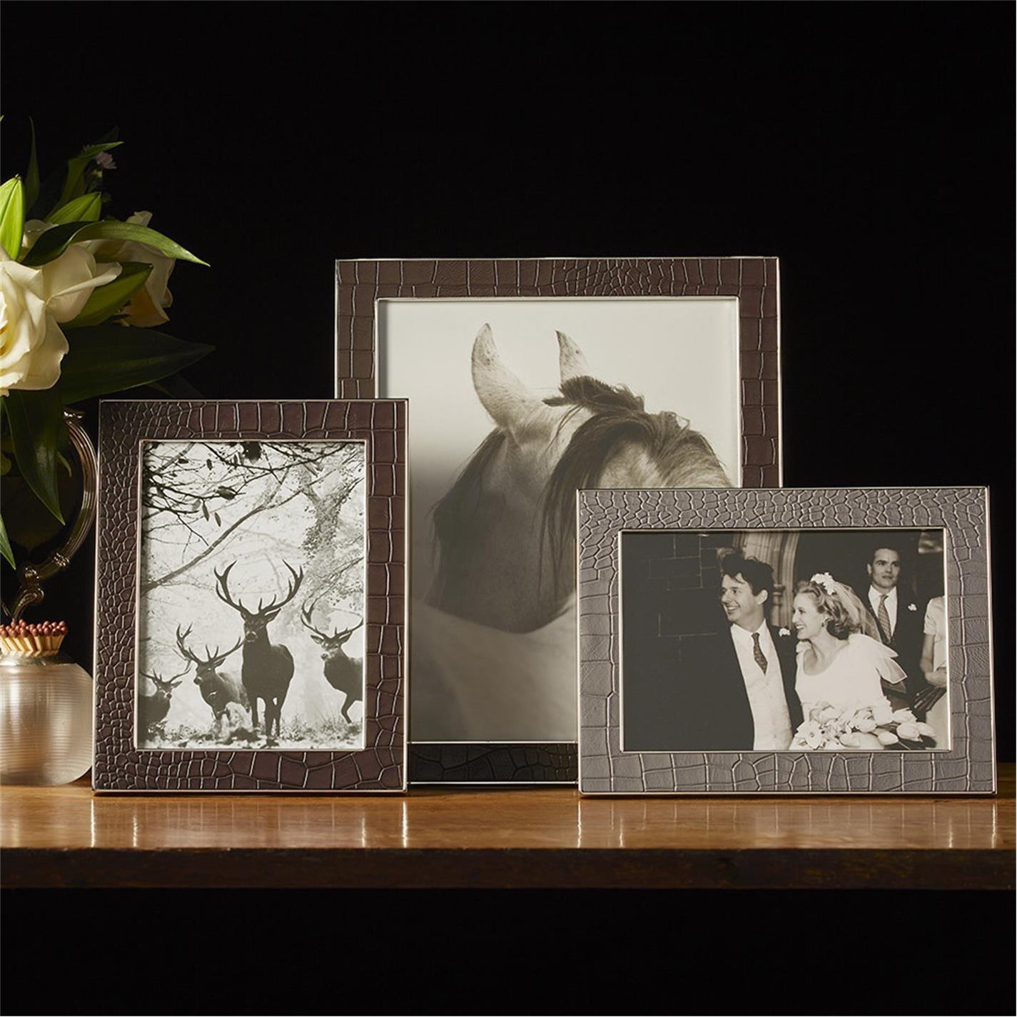 Grey - Addison Ross - AddisonRoss Dove Faux Croc Photo Frame - 2