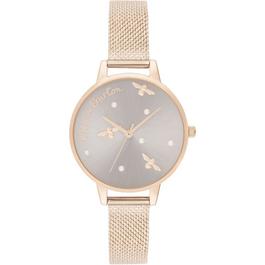 Olivia Burton Pearl Detail Rose Gold Mesh Plated Stainless Steel Watch