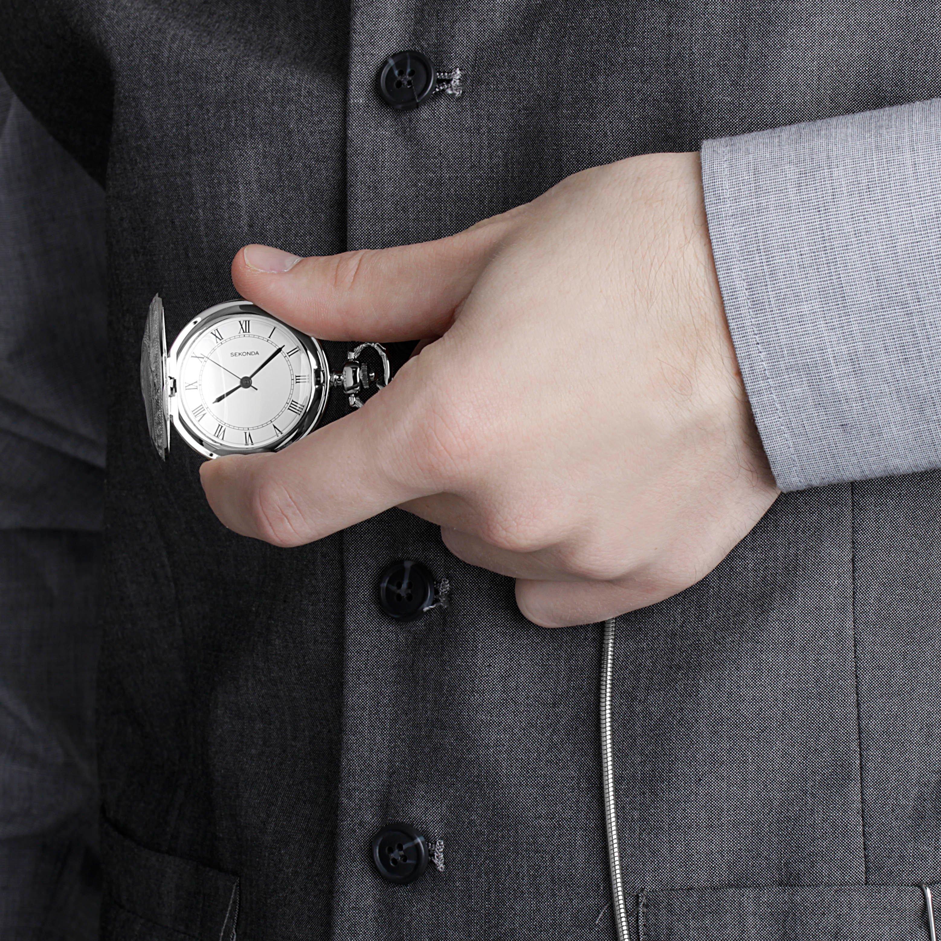 Slvr - Sekonda - Pocket Stainless Steel Classic Analogue Quartz Watch - 2