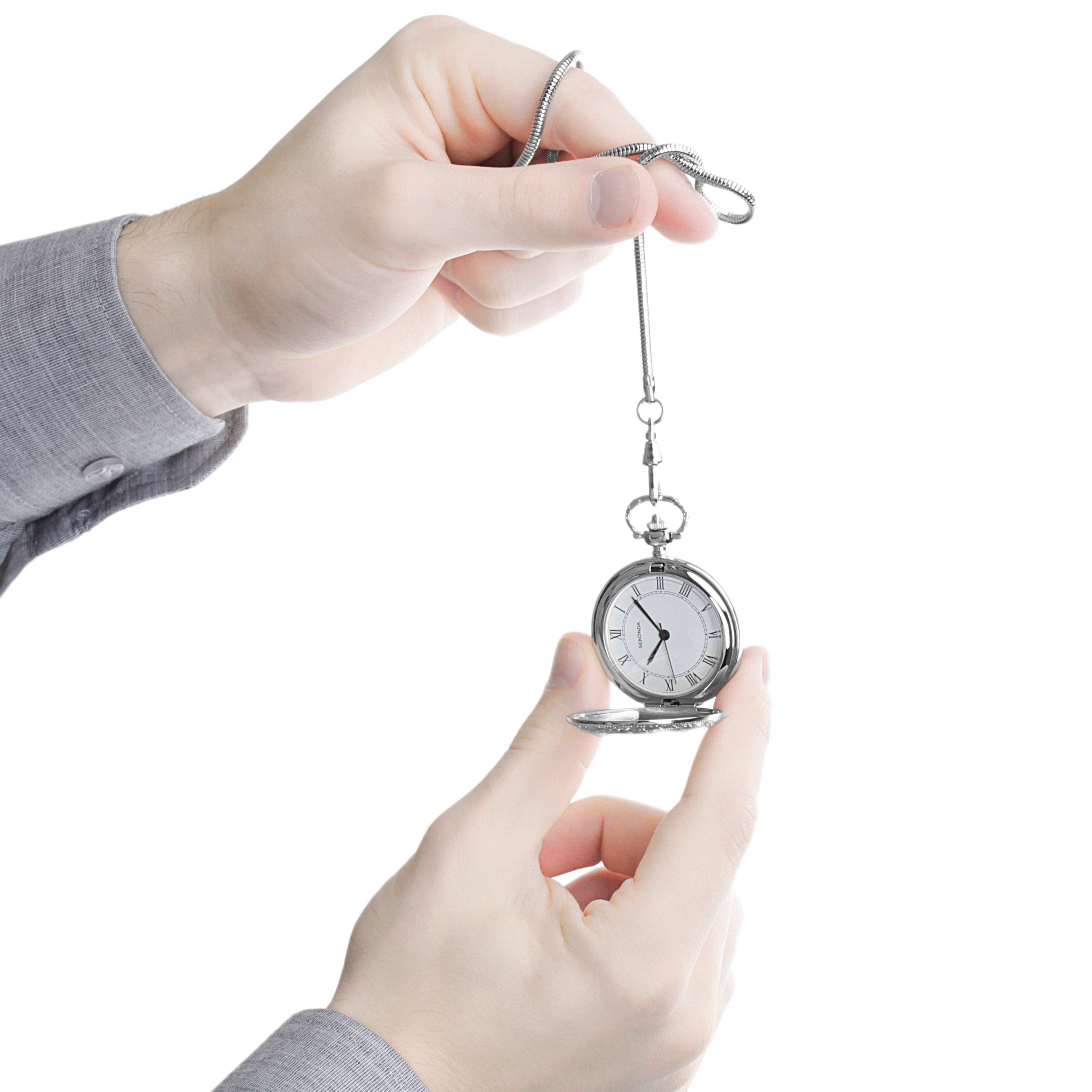 Slvr - Sekonda - Pocket Stainless Steel Classic Analogue Quartz Watch - 3