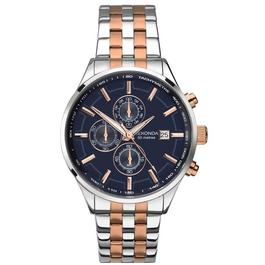 Sekonda Momentum 44mm Two Tone Watch Round Case Navy Dial