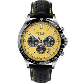 Sekonda Velocity 45mm Silver Watch Round Case Yellow Dial