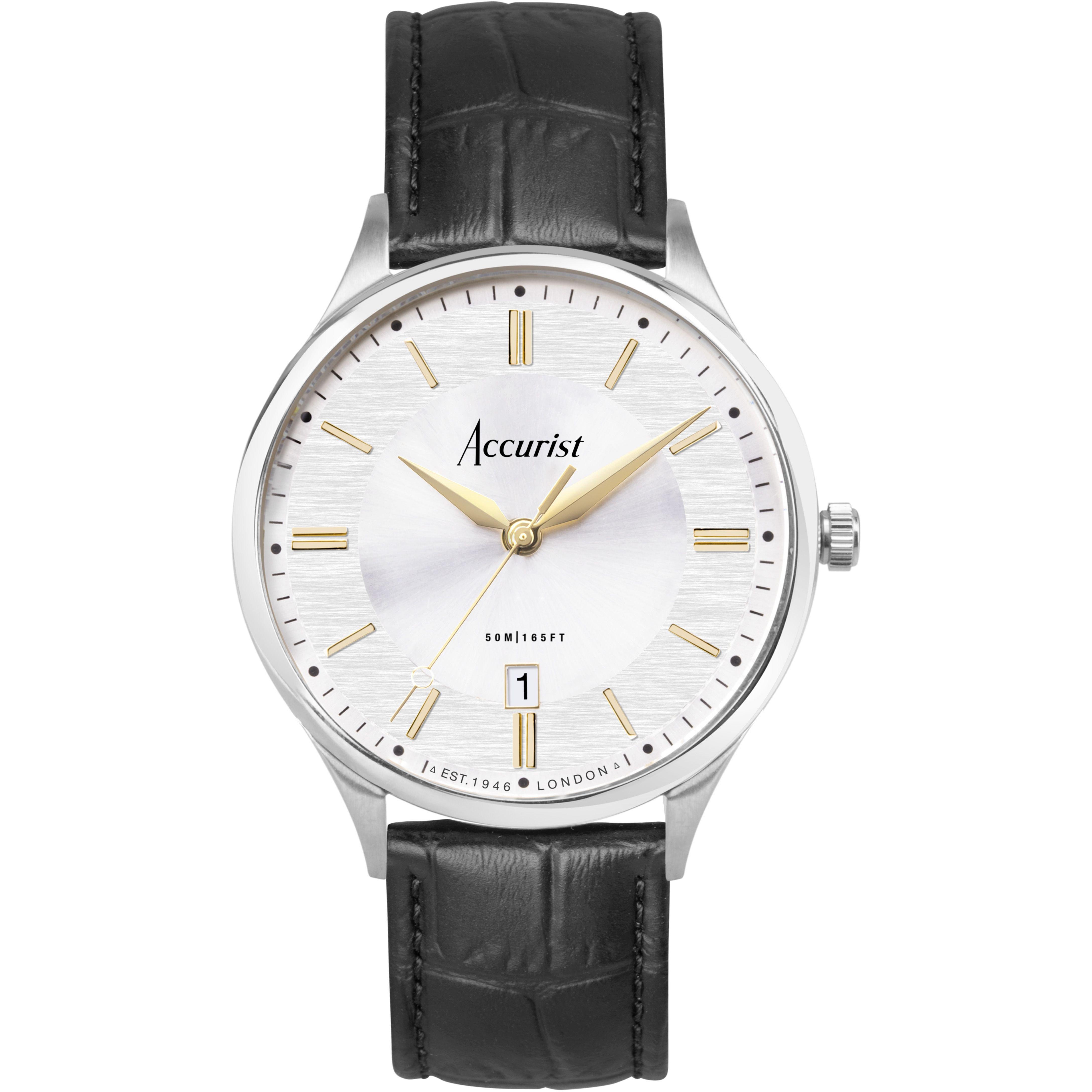 Slvr - Accurist - Classic Mens Stainless Steel Classic Analogue Quartz Watch - 1