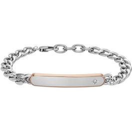 Fossil Gents Classic Two Tone Rose Stainless Steel Chain ID Bracelet JF04395998