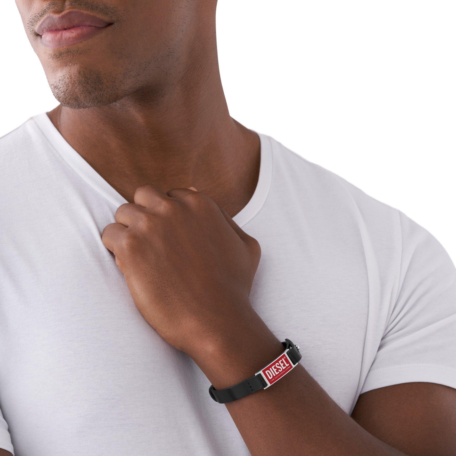 Blck - Diesel - Logo Leather Bracelet - 2