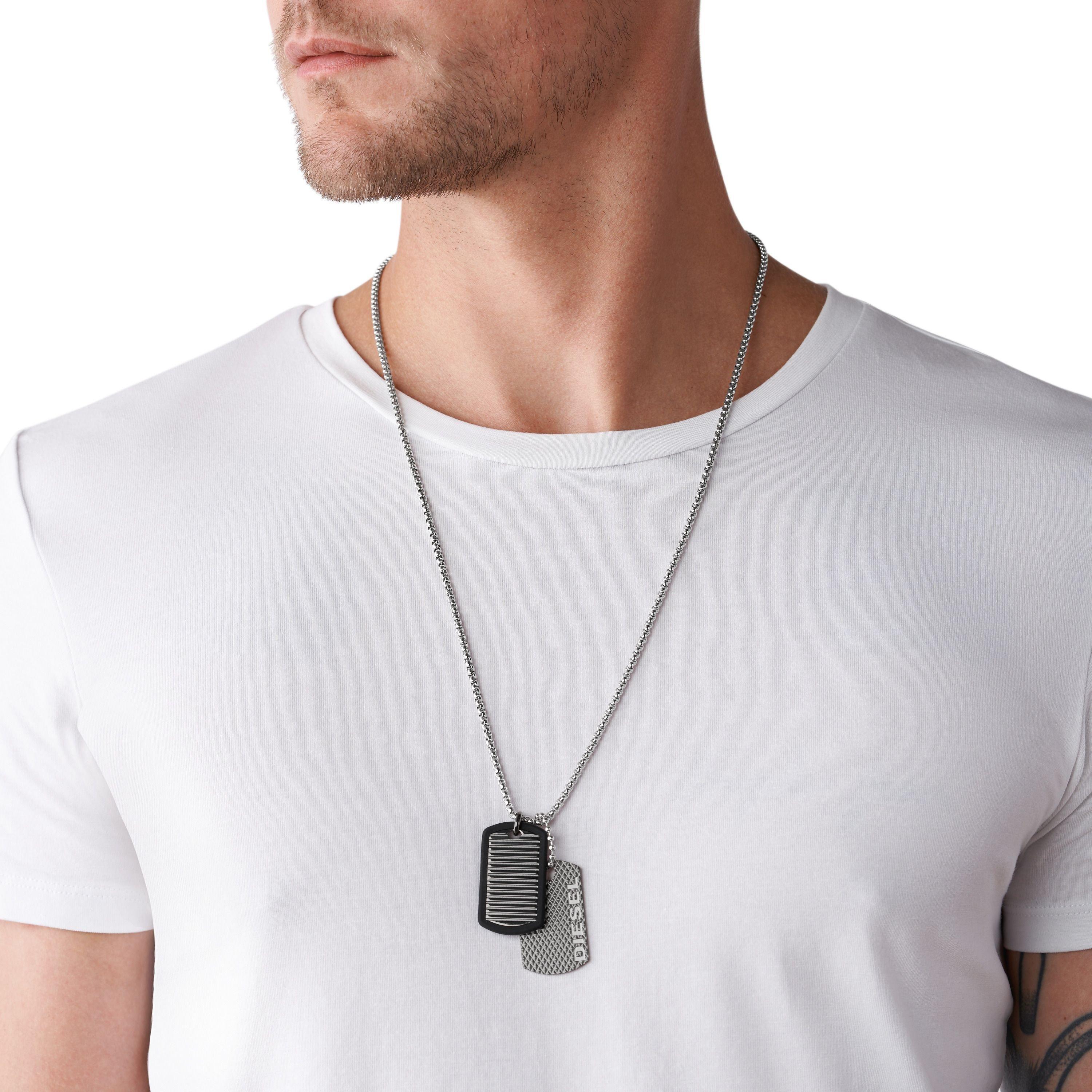 Slvr - Diesel - Double Dogtags Stainless Steel Necklace - 2