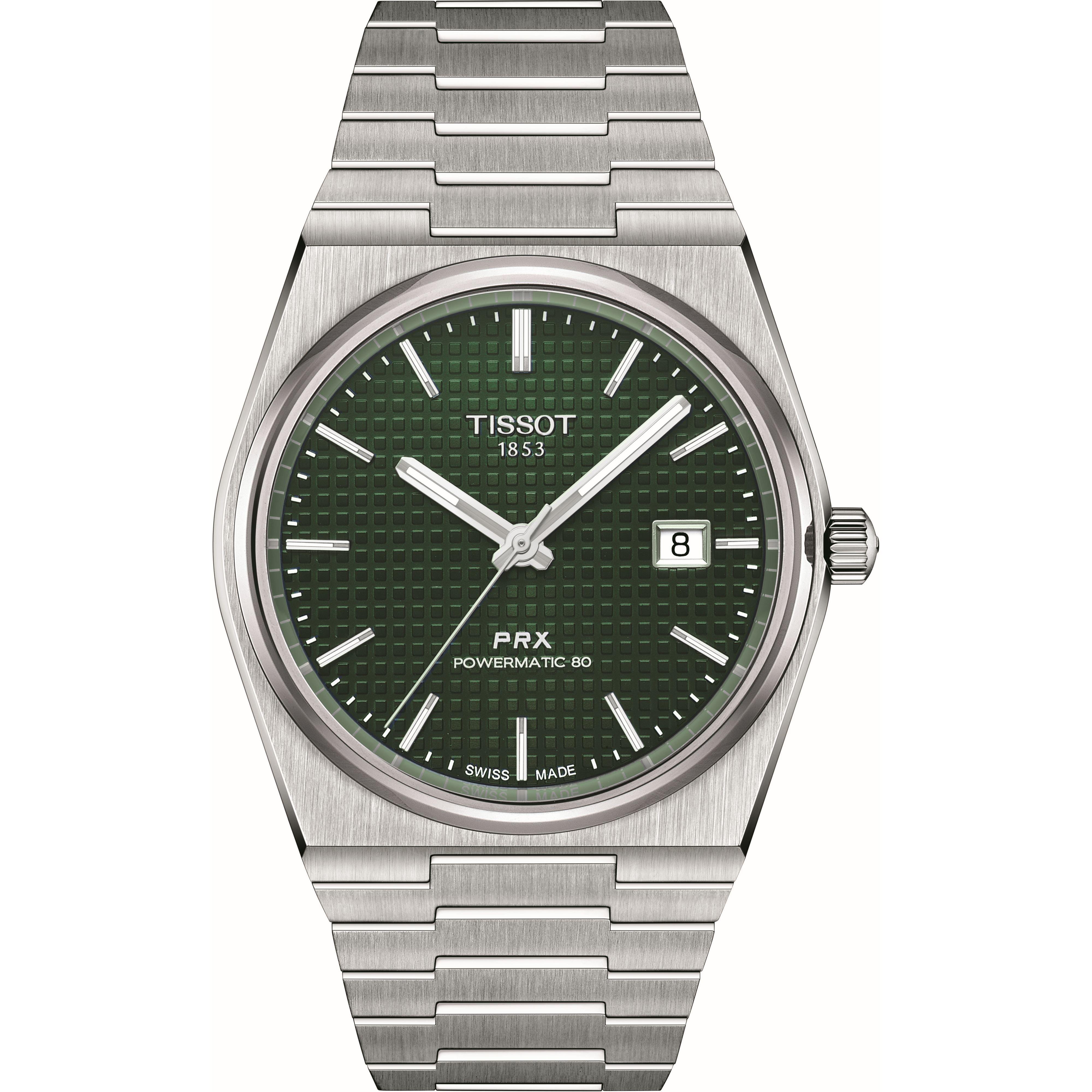 Green/Steel - Tissot - Men's PRX Automatic Analogue Watch - 1