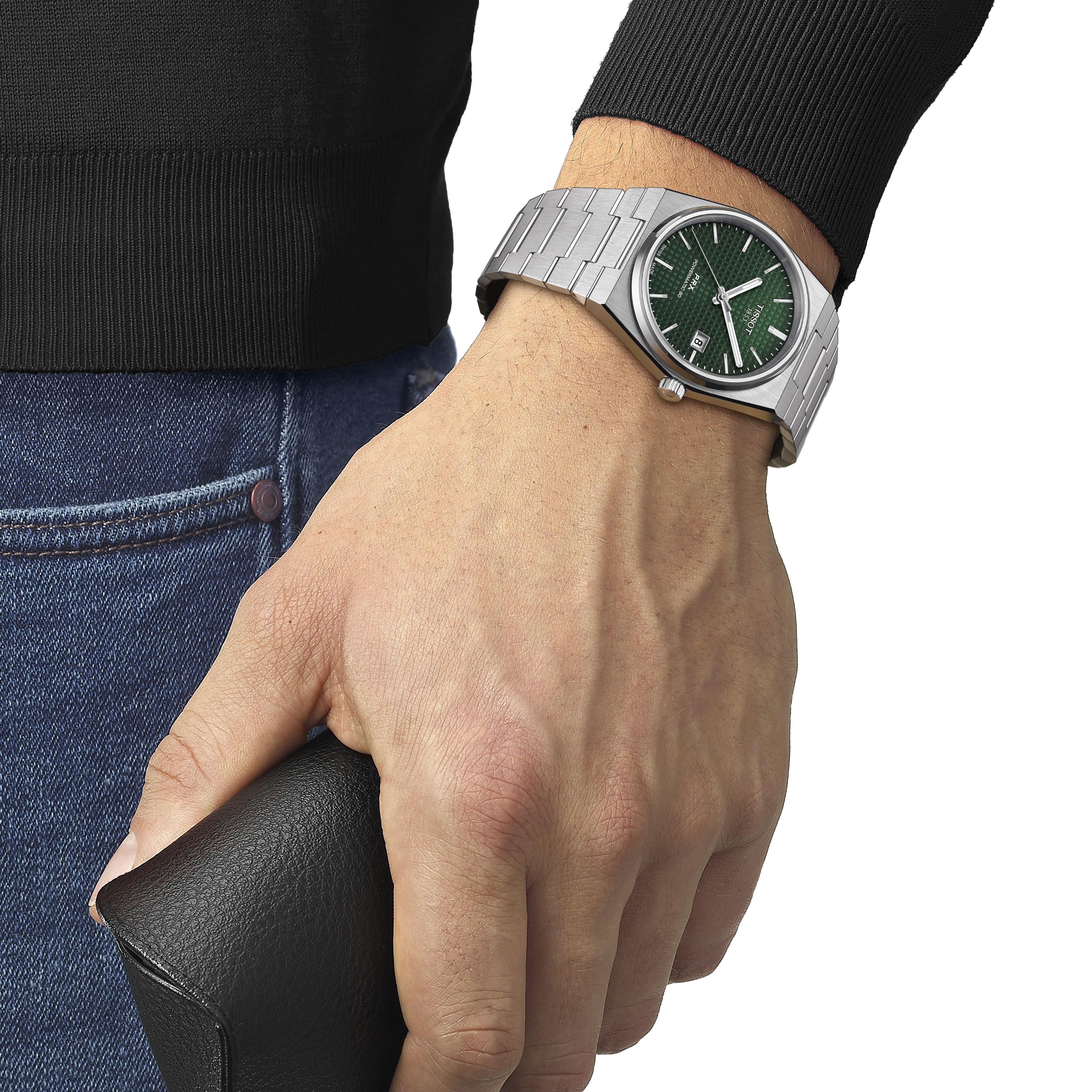 Green/Steel - Tissot - Men's PRX Automatic Analogue Watch - 4