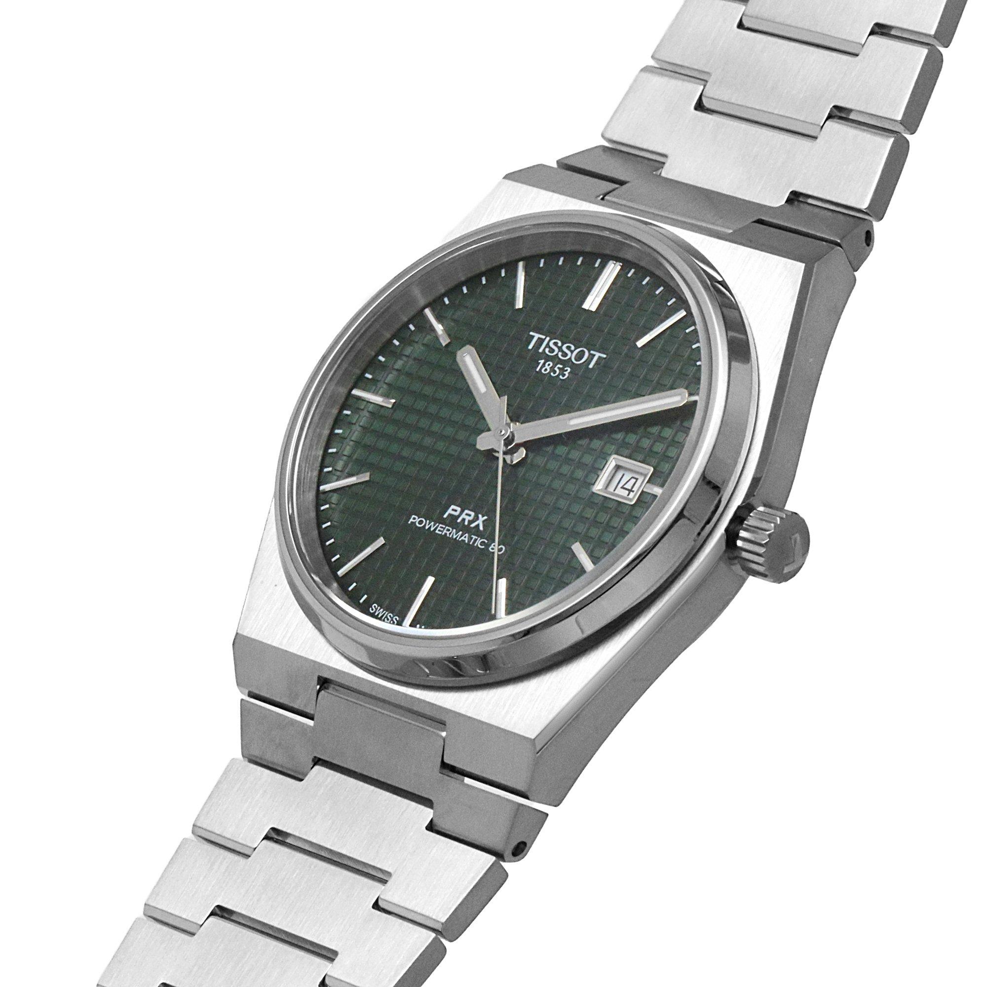 Green/Steel - Tissot - Men's PRX Automatic Analogue Watch - 6