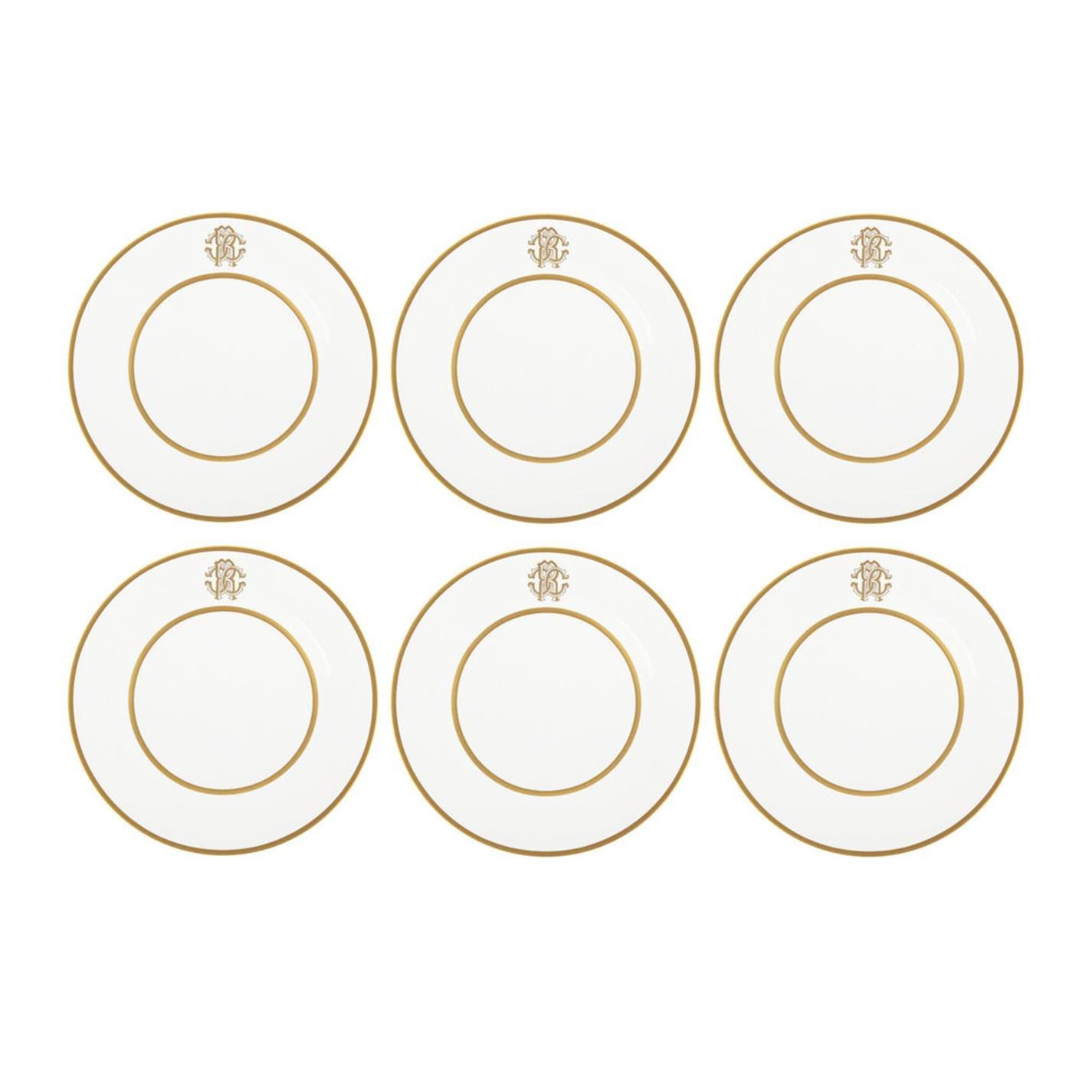 Gold - Roberto Cavalli Home - Roberto Silk Gold Dinner Plates - Set of 6 - 1