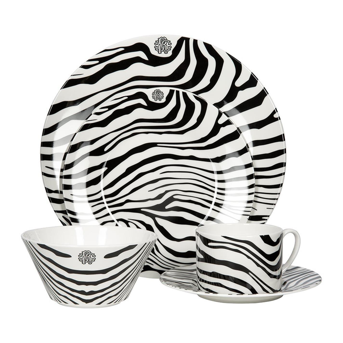 Black/White - Roberto Cavalli Home - Zebrage Dinner Plate - Set of 6 - 4