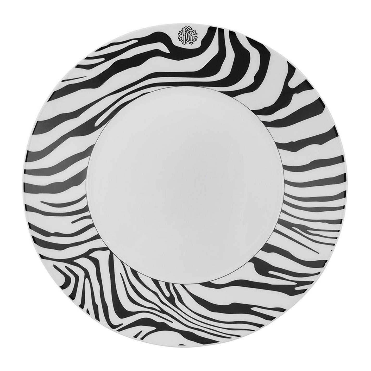 Black/White - Roberto Cavalli Home - Zebrage Soup Plate - Set of 6 - 2