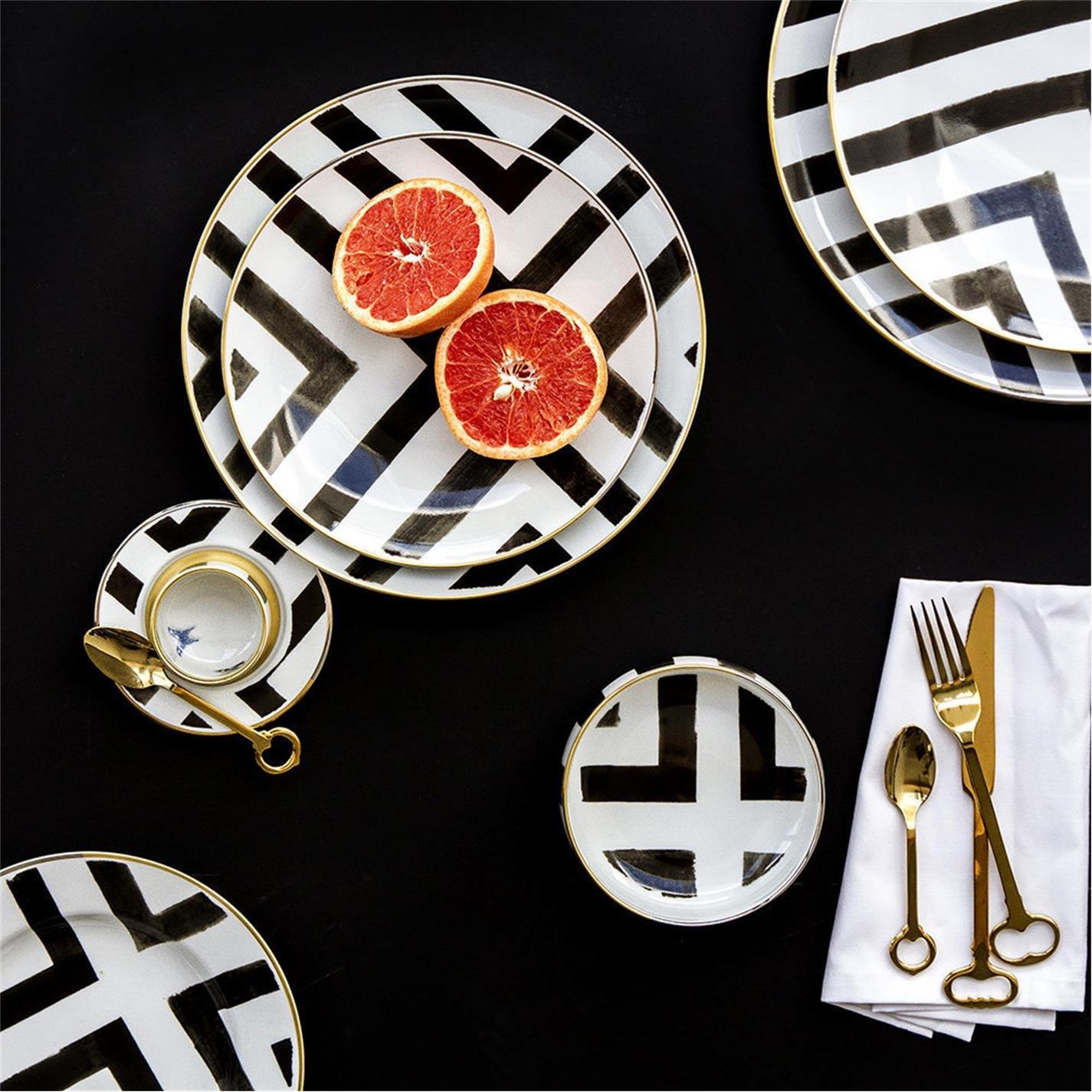 White/Black - Christian Lacroix - Sol Y Sombra Dessert Plate - Set of 4 - 4