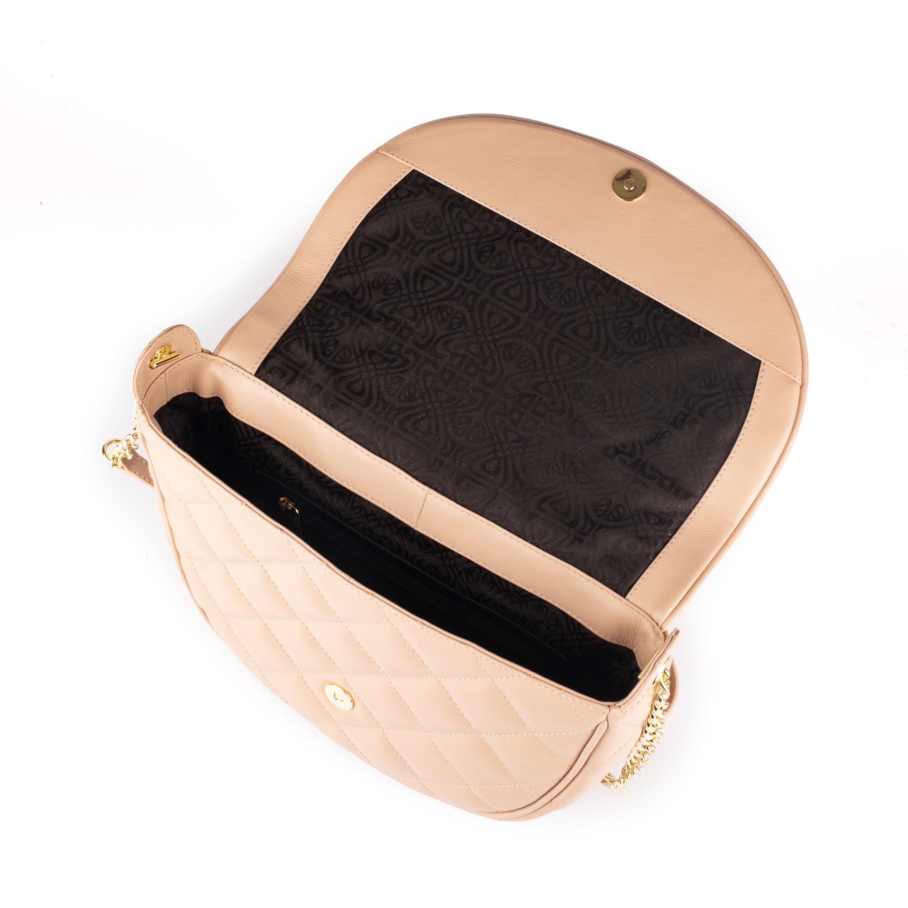 Taupe - Biba - Biba Leather Quilted Shoulder Bag - 5