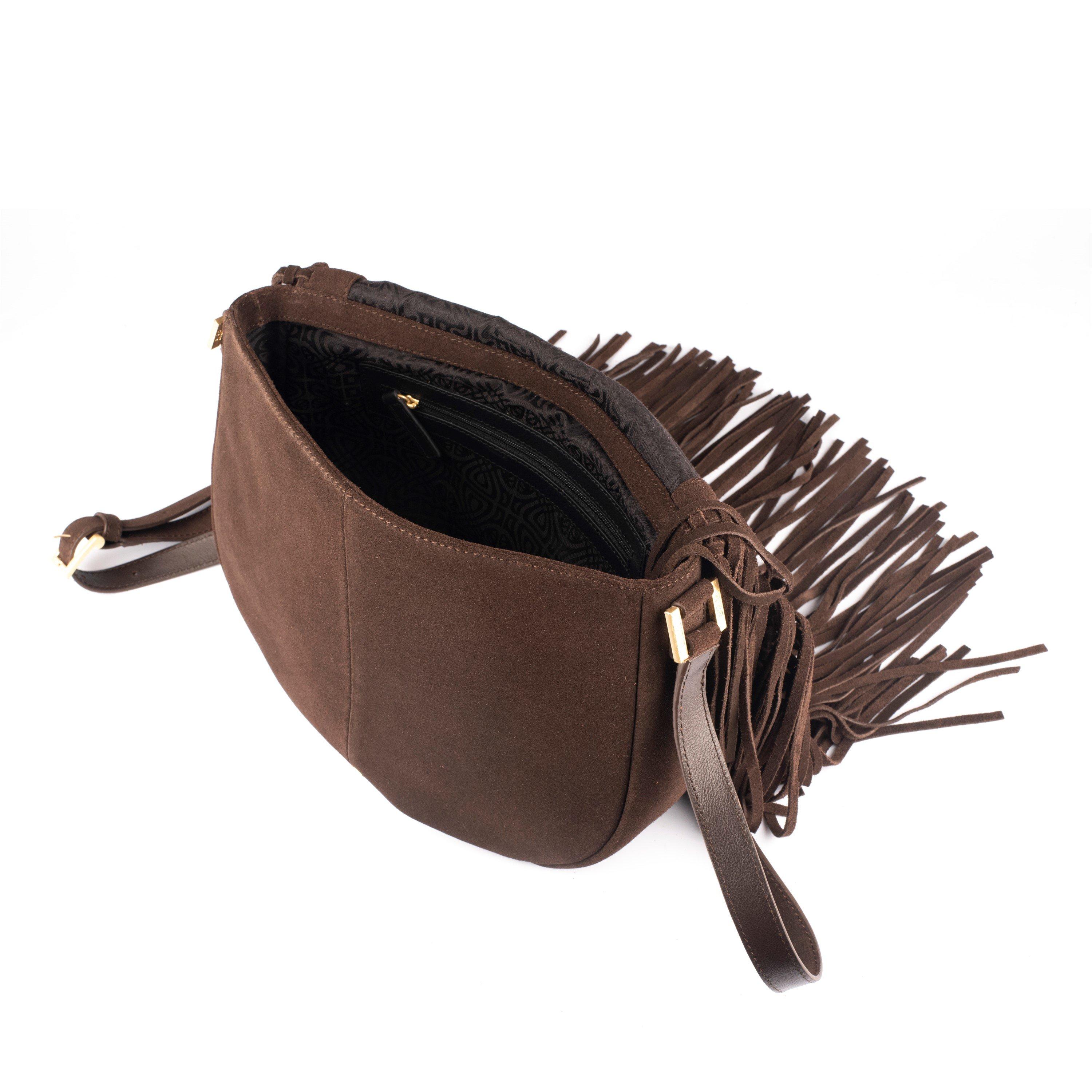 Chocolade - Biba - Biba Suede Fringe Shoulder Bag - 2