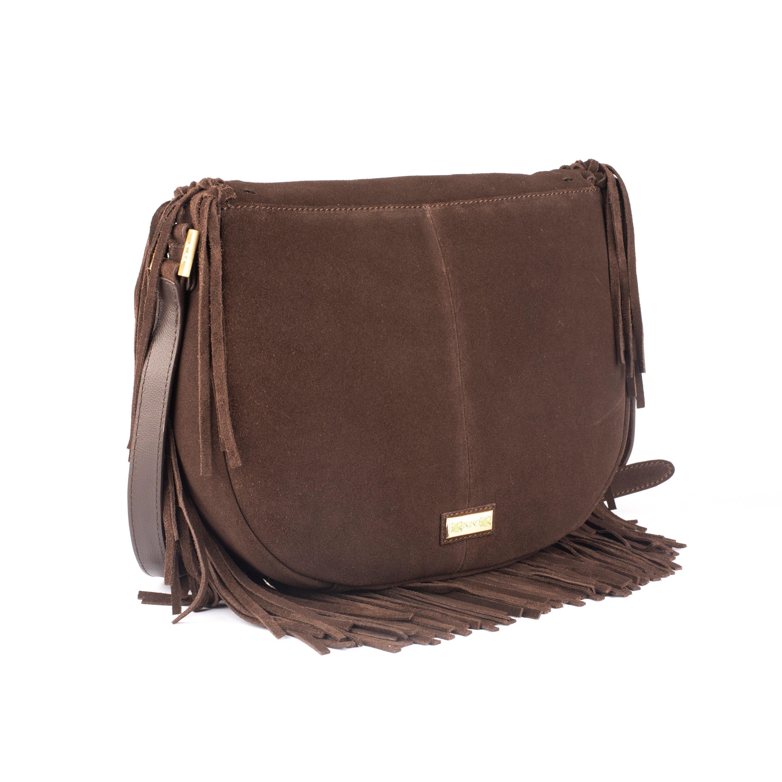 Chocolade - Biba - Biba Suede Fringe Shoulder Bag - 4