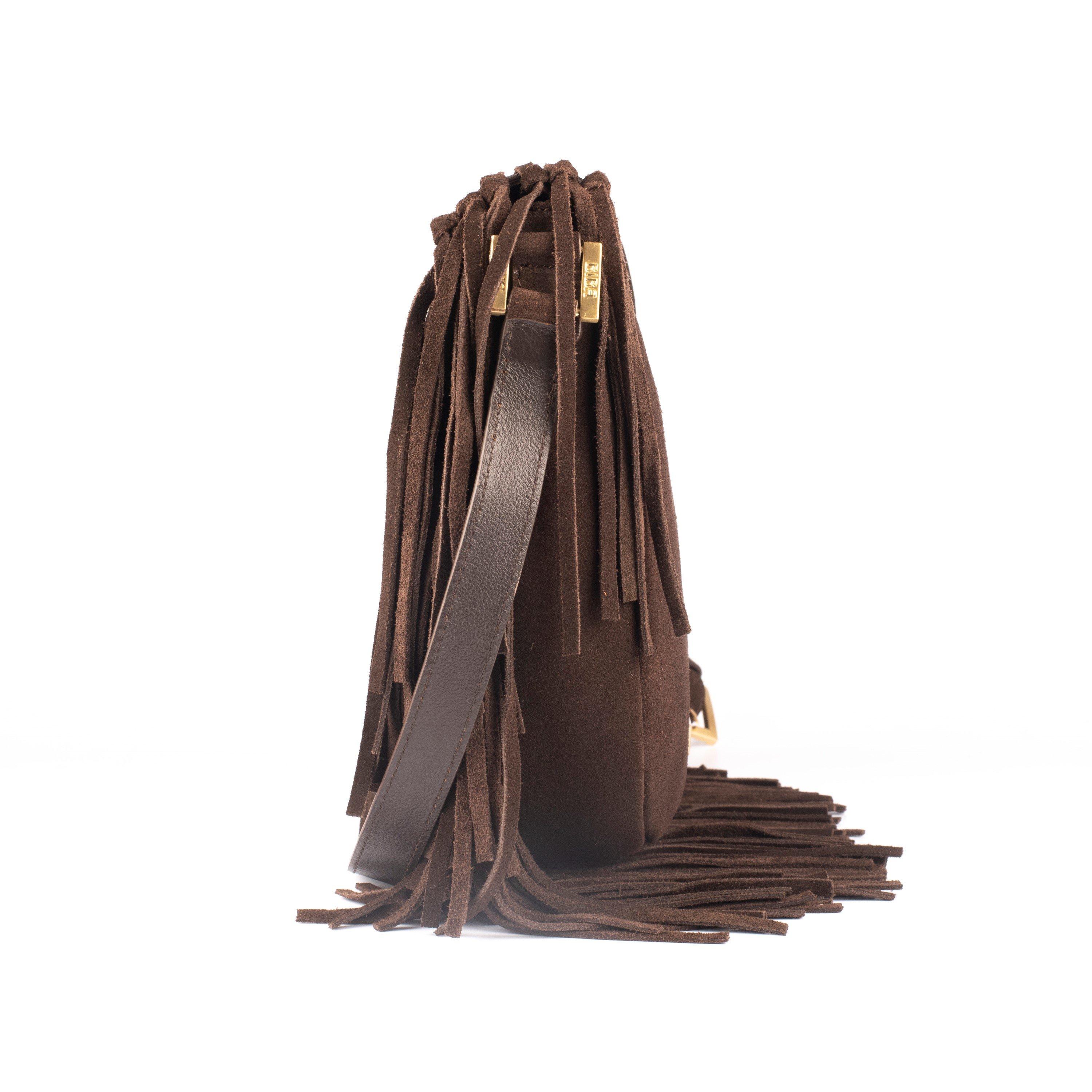 Chocolade - Biba - Biba Suede Fringe Shoulder Bag - 5